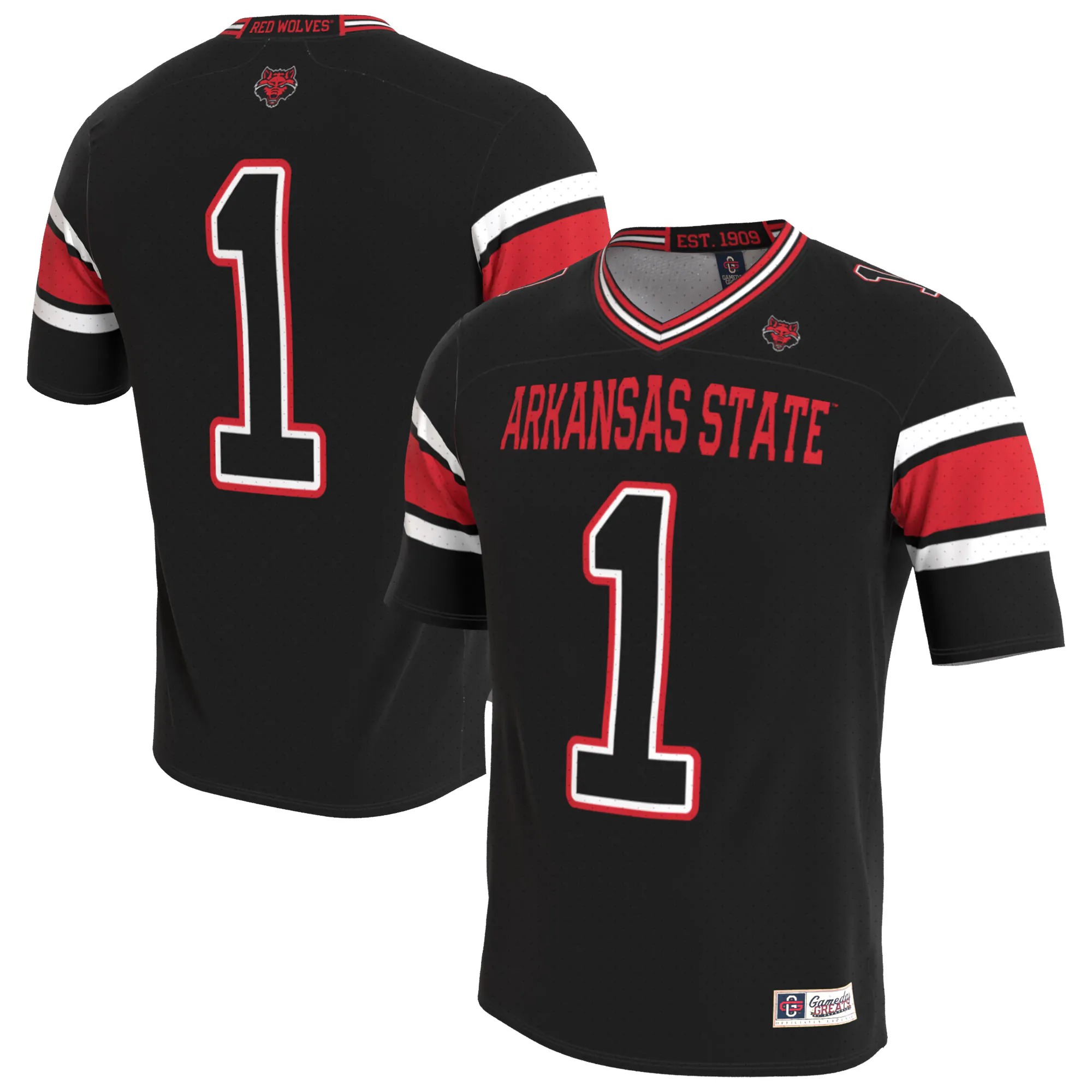 Hunk Wear - Arkansas State Red Wolves GameDay Greats Unisex Lightweight Collegiate Football Blackout Fashion Jersey