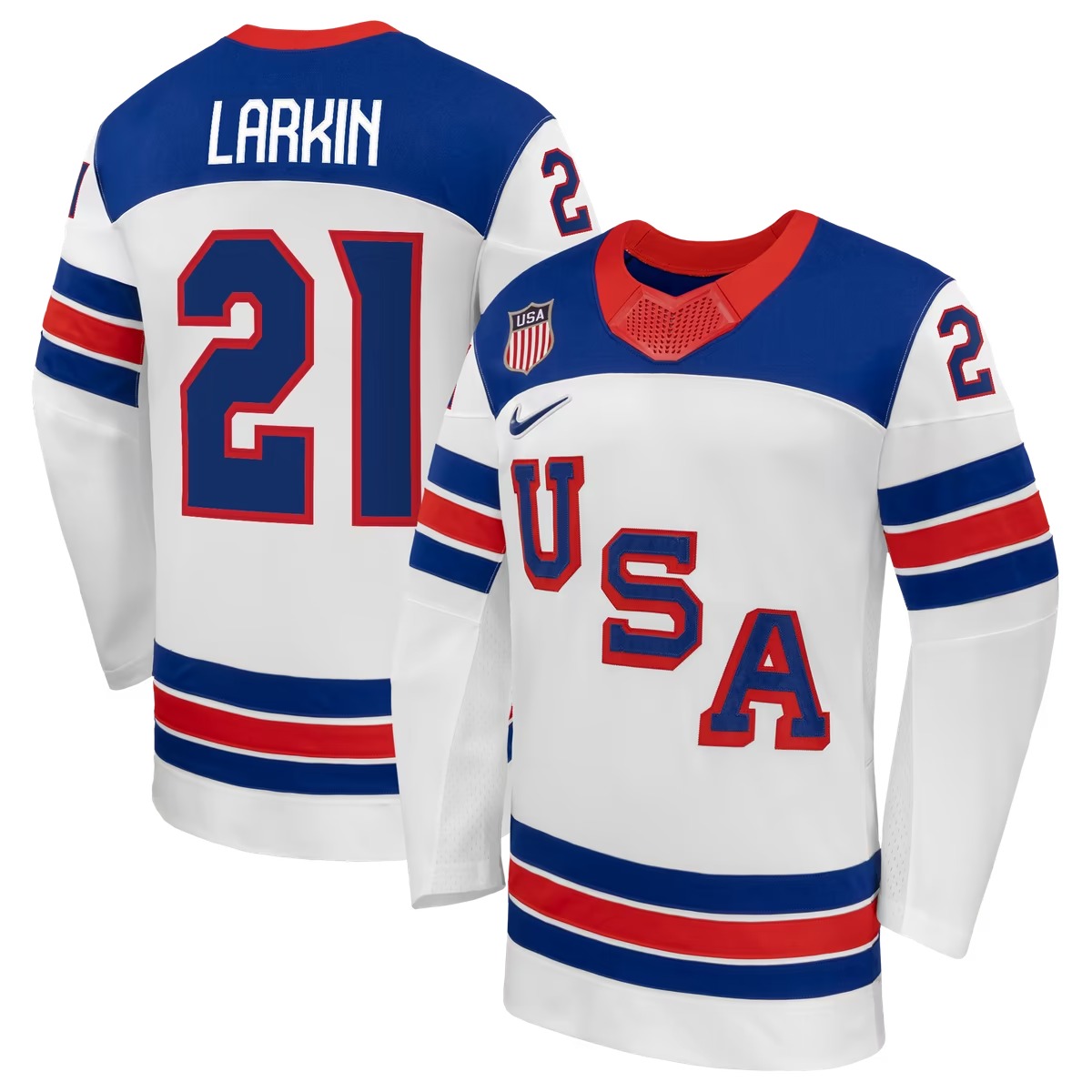 Hunk Wear - Dylan Larkin Nike US Hockey 2026 Away Replica Jersey - White