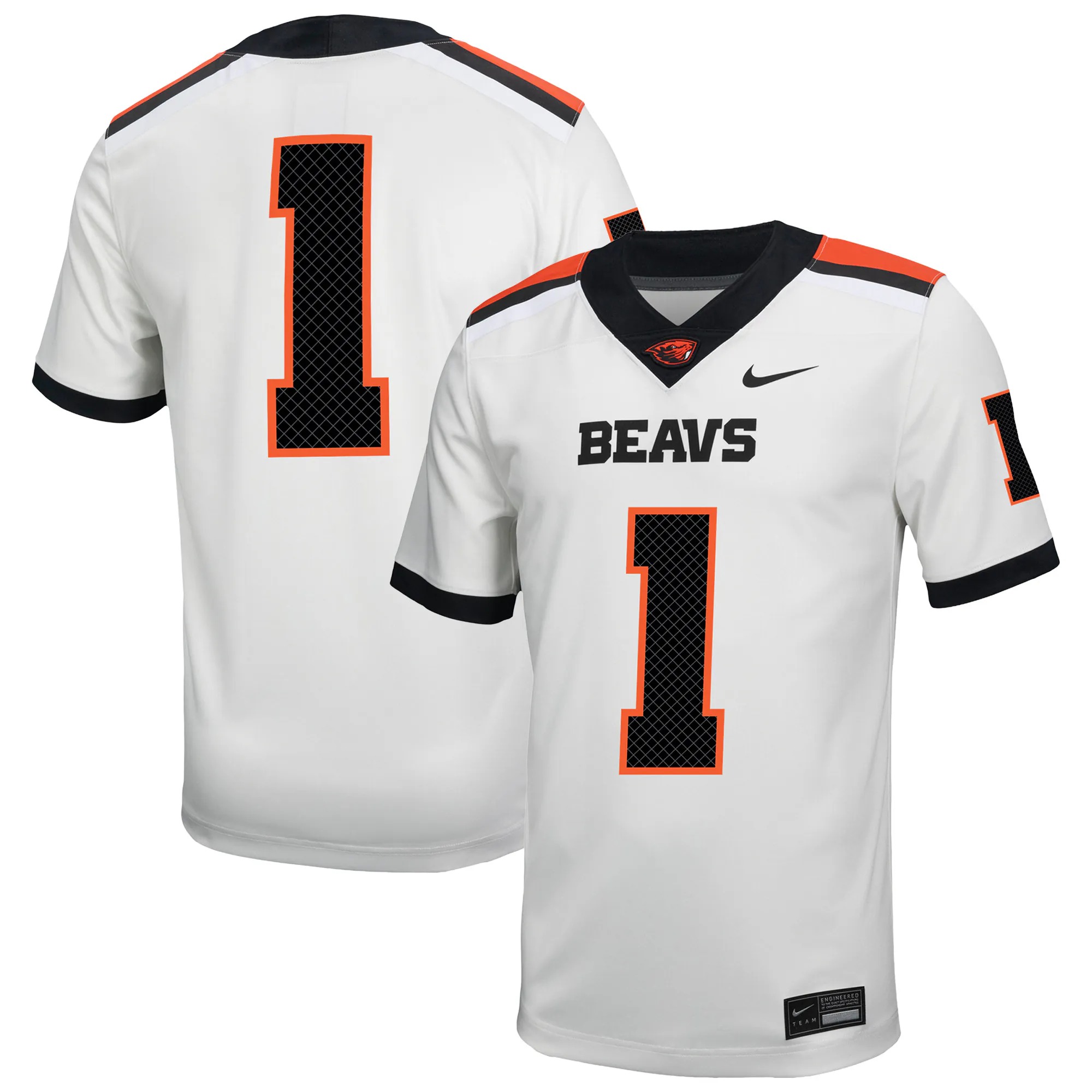 Hunk Wear - #1 Oregon State Beavers Nike Road Replica Football Jersey - White