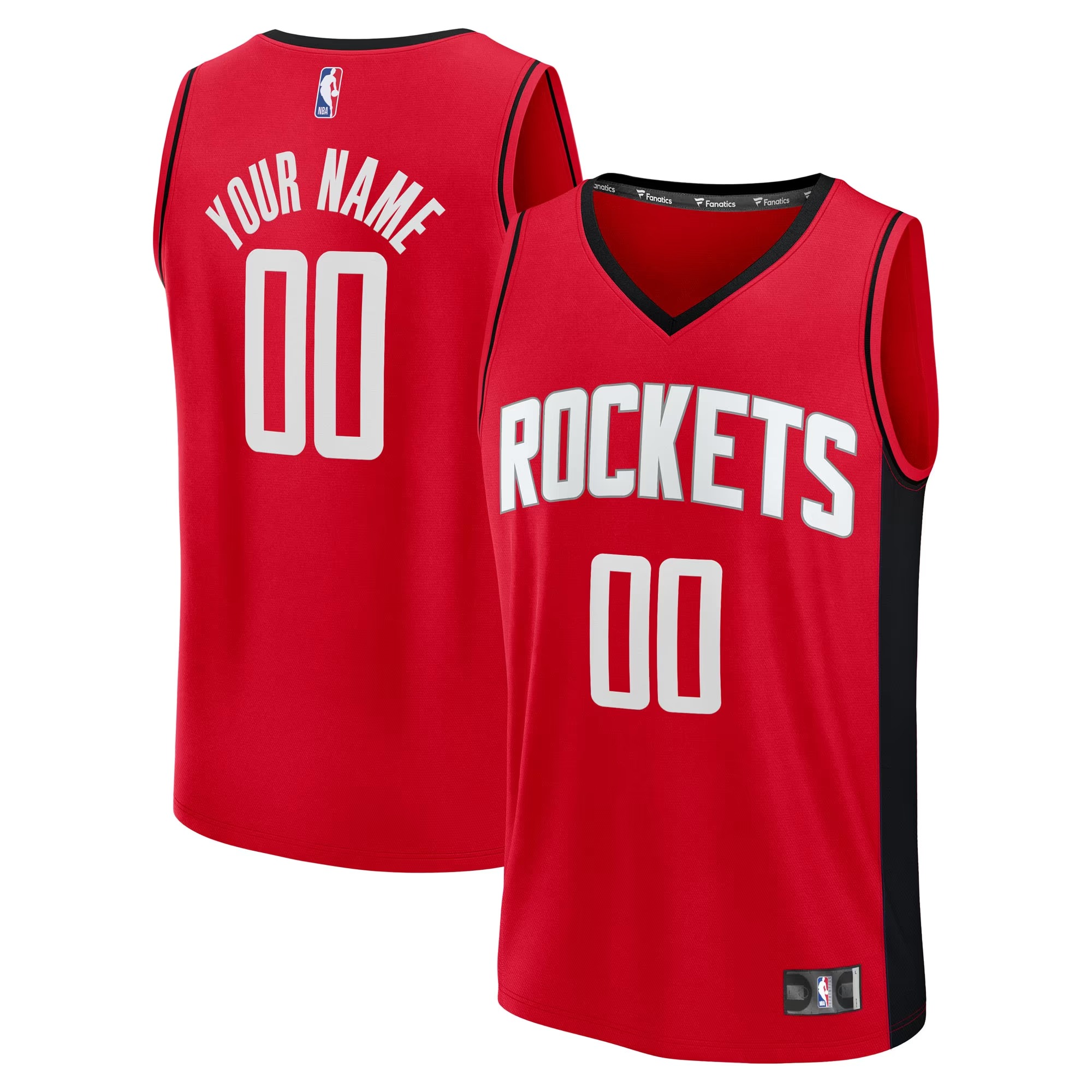 Hunk Wear - Houston Rockets Fanatics Fast Break Custom Jersey - Icon Edition - Red
