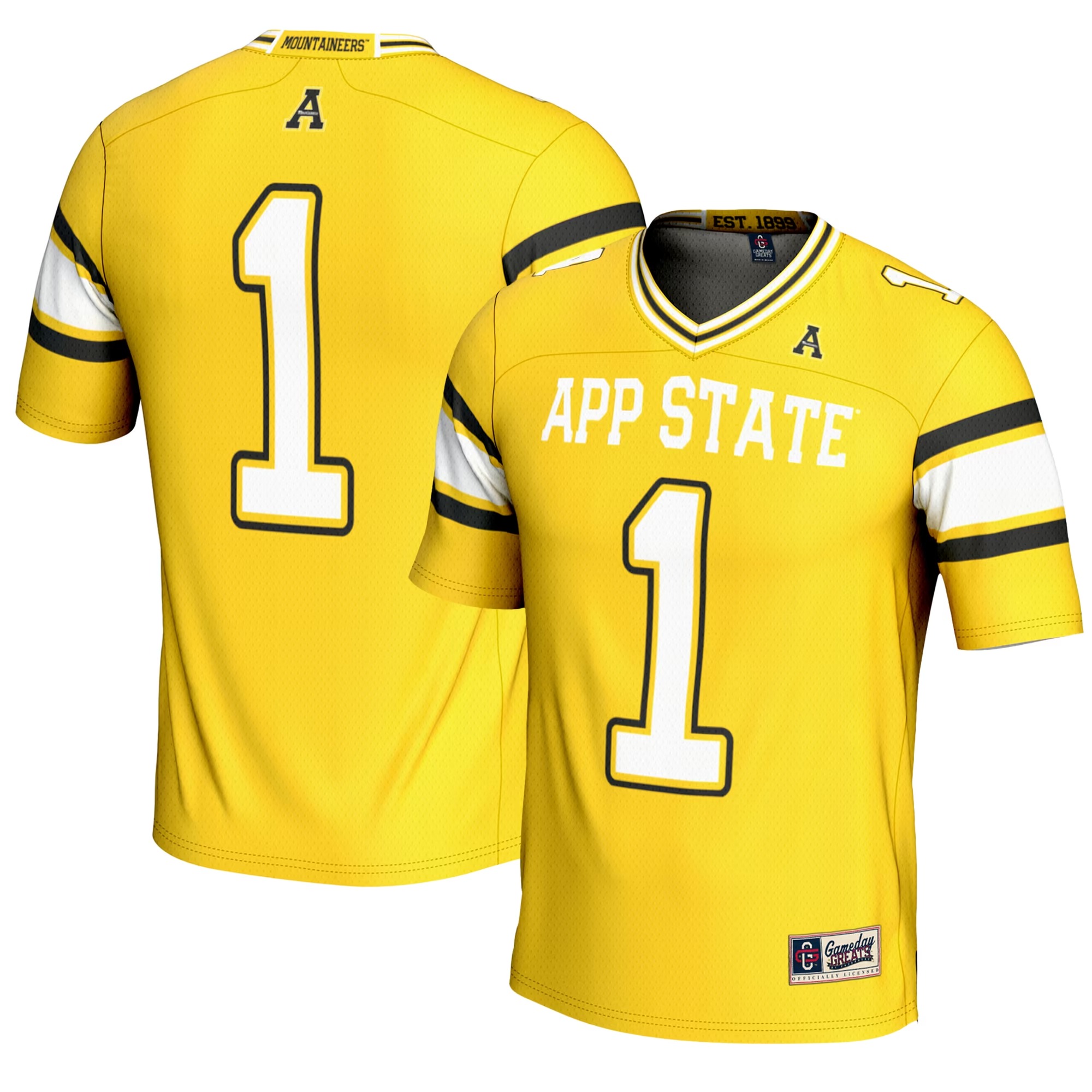 Hunk Wear - #1 Appalachian State Mountaineers GameDay Greats Endzone Football Jersey - Gold
