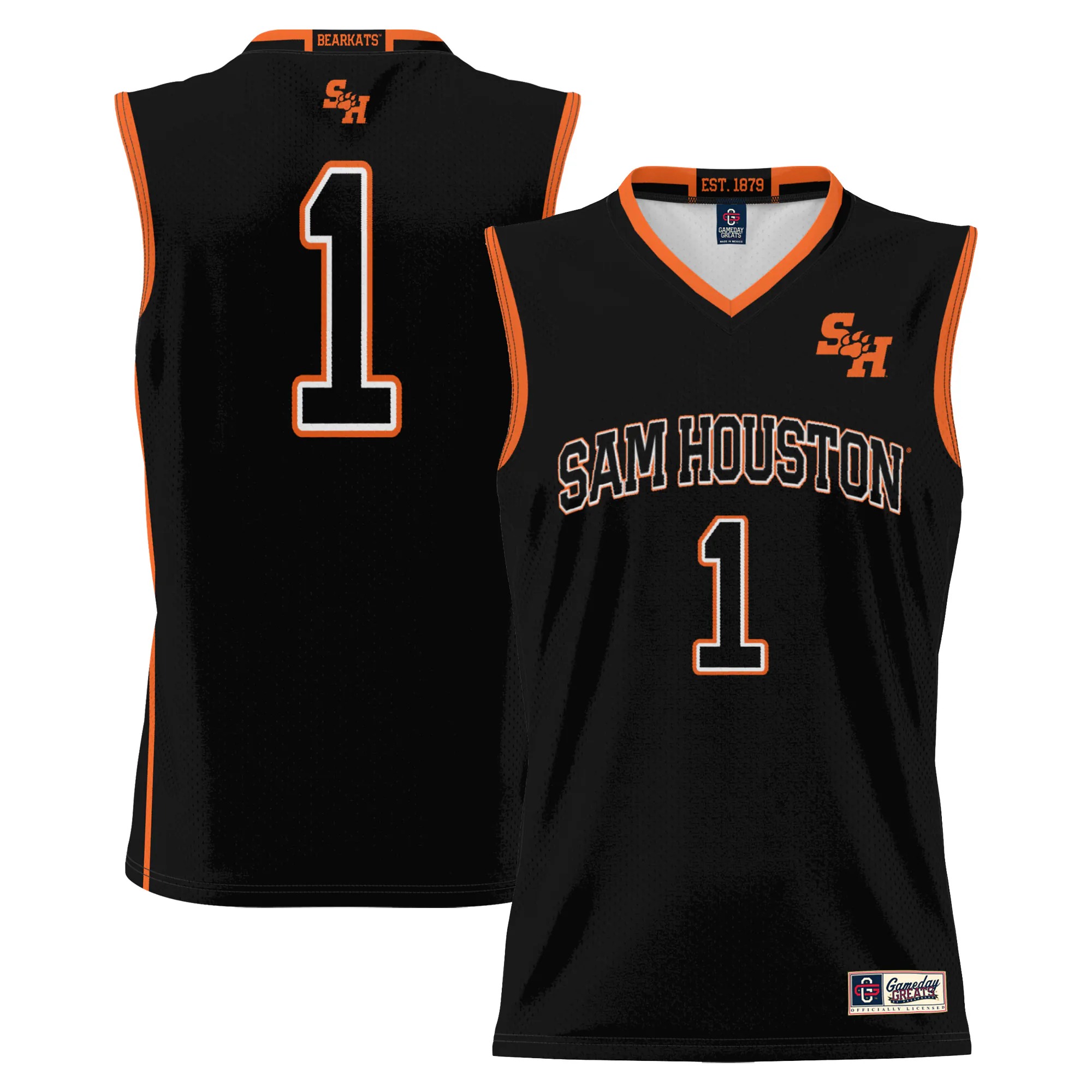 Hunk Wear - #1 Sam Houston State Bearkats GameDay Greats Youth Lightweight Replica Basketball Jersey - Black
