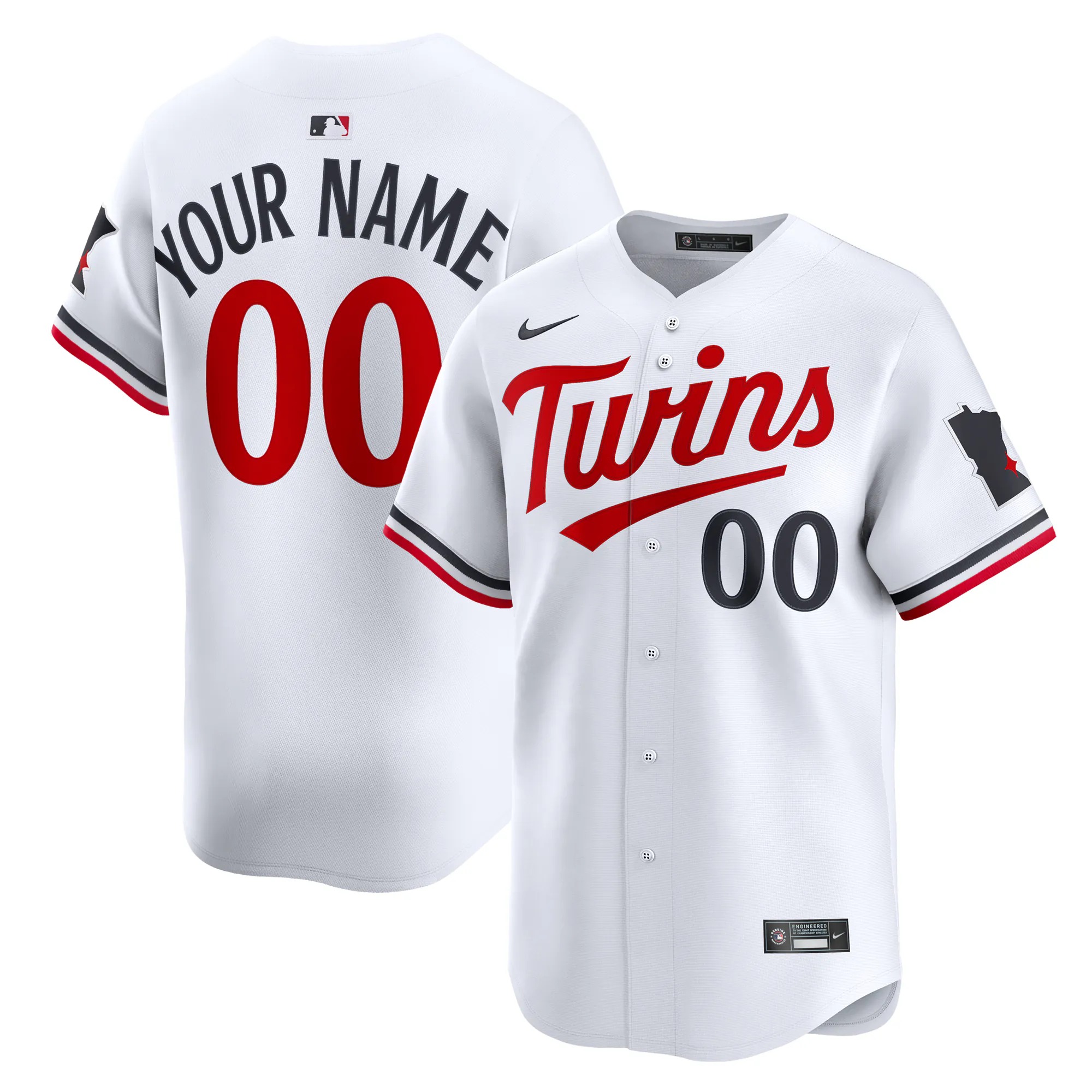 Hunk Wear - Minnesota Twins Nike Home Limited Custom Jersey - White