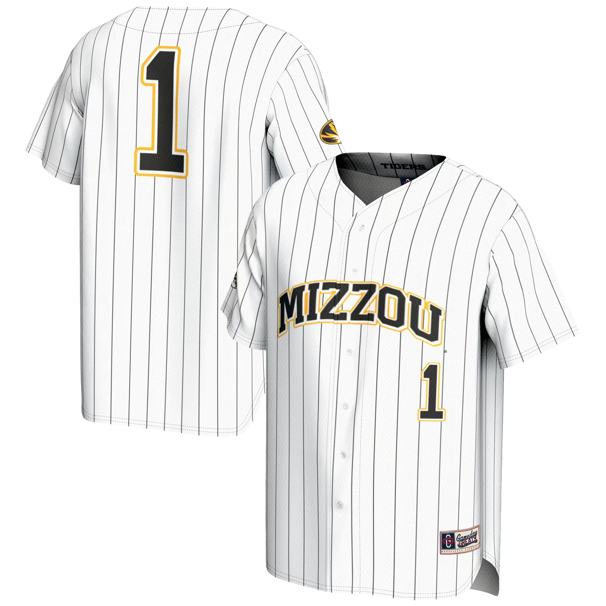 Hunk Wear - #1 Missouri Tigers GameDay Greats Youth Lightweight Baseball Jersey - White