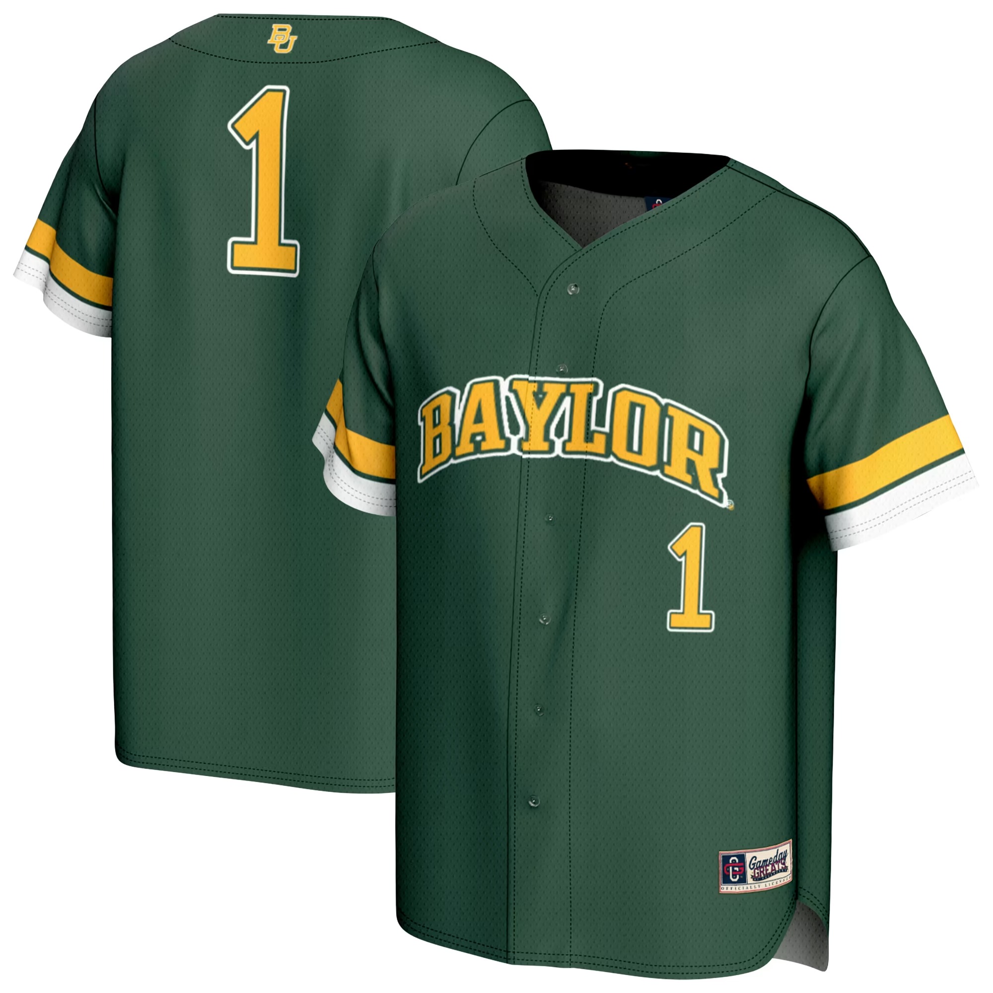 Hunk Wear - #1 Baylor Bears GameDay Greats Youth Lightweight Collegiate Baseball Fashion Jersey - Green