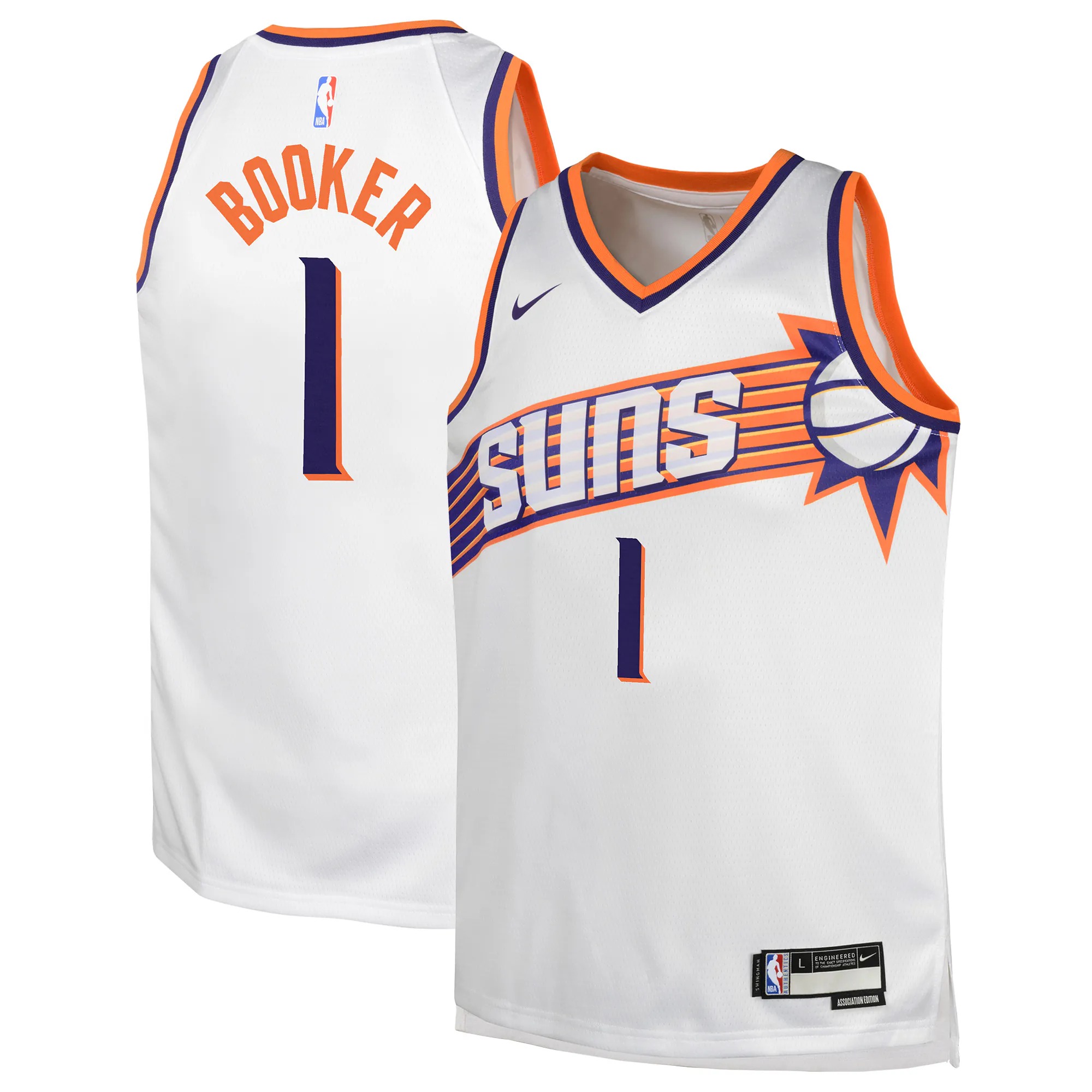 Hunk Wear - Devin Booker Phoenix Suns Nike Youth Swingman Jersey - Association Edition - White