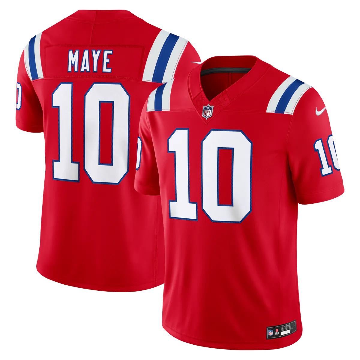 Hunk Wear - Drake Maye New England Patriots Nike Alternate Vapor F.U.S.E. Stitched Limited Jersey - Red