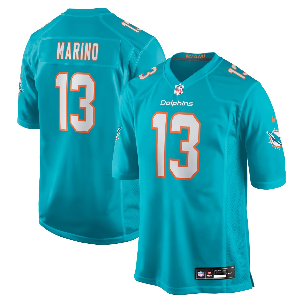 Hunk Wear - Dan Marino Miami Dolphins Nike Game Retired Player Jersey - Aqua
