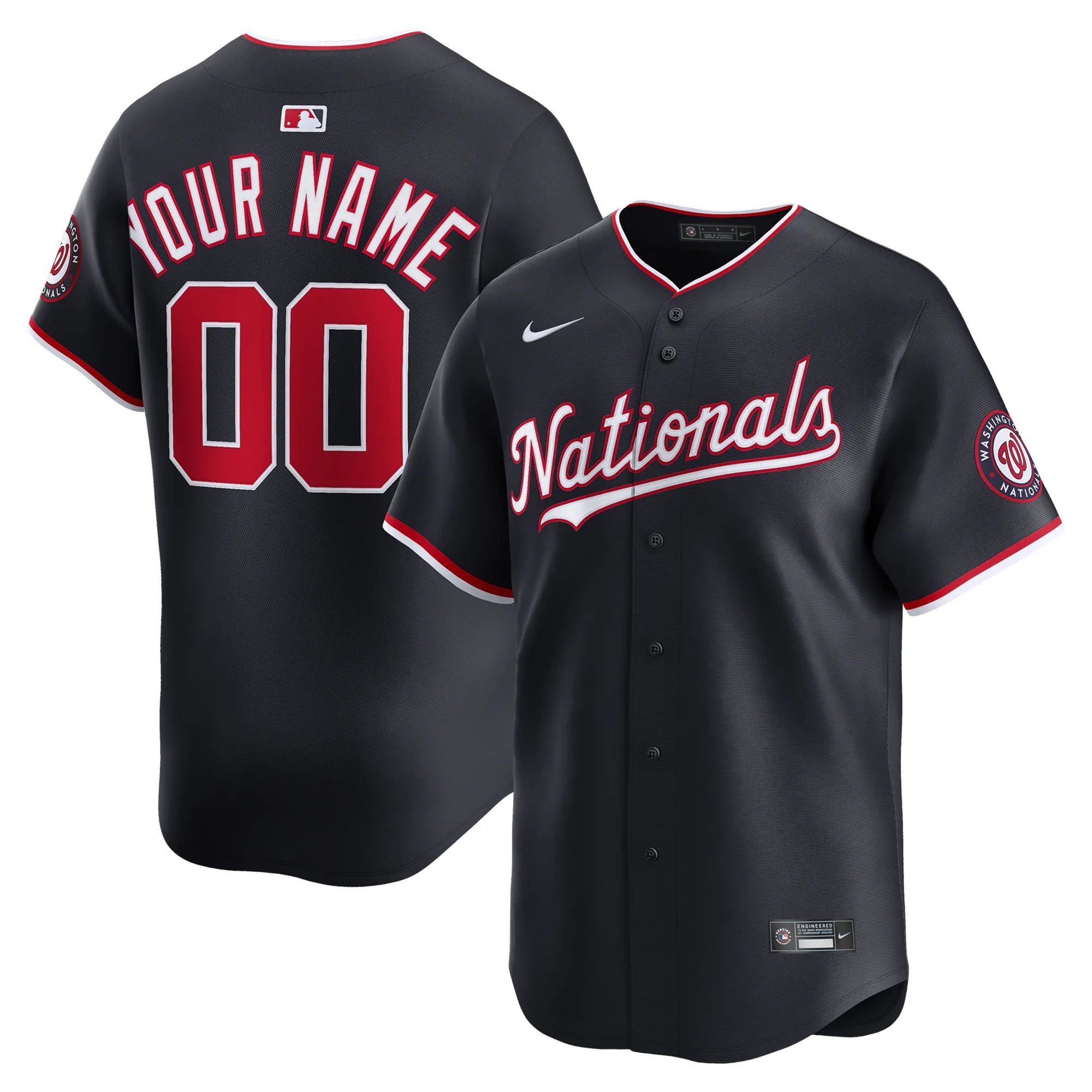 Hunk Wear - Washington Nationals Nike Alternate Limited Custom Jersey - Navy