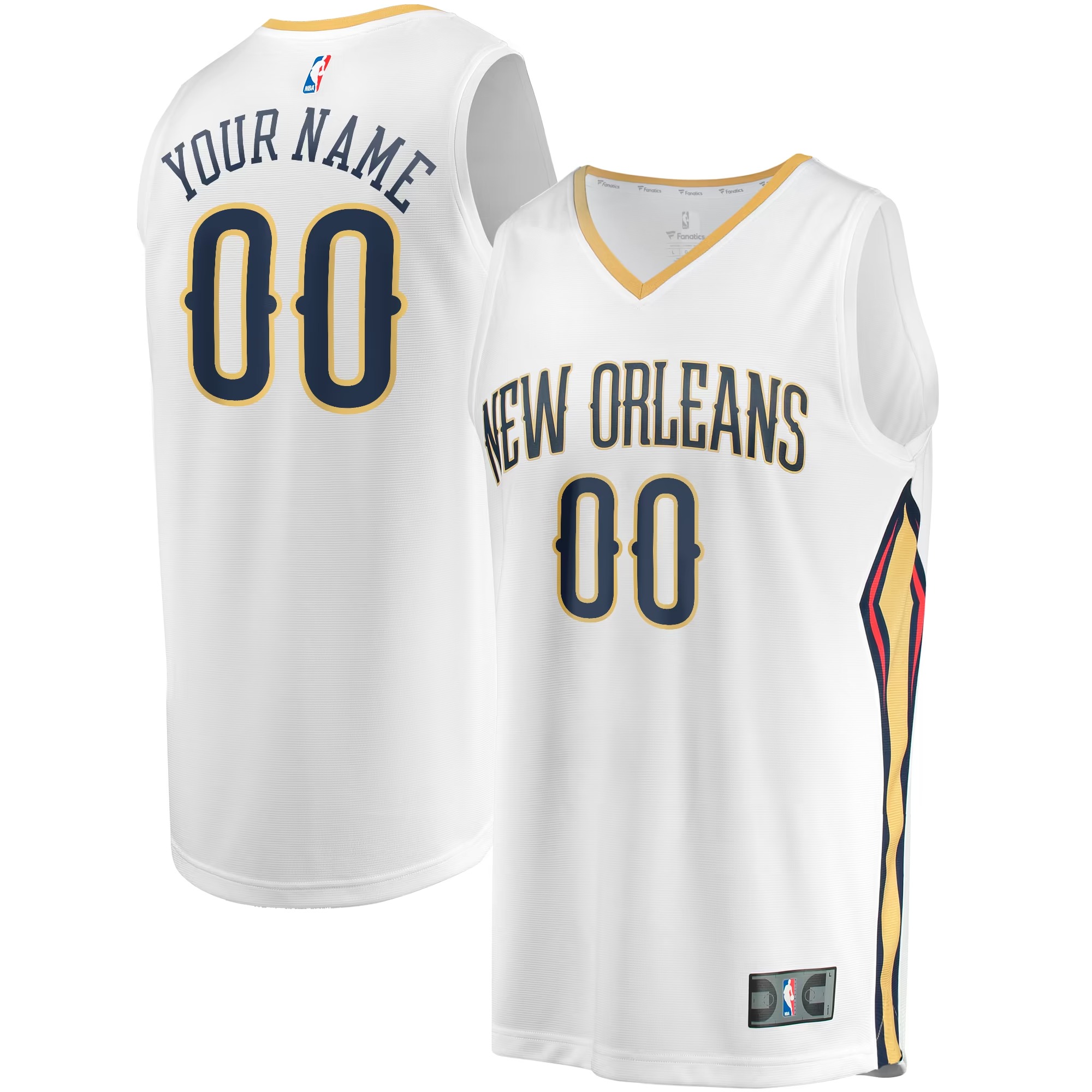Hunk Wear - New Orleans Pelicans Fanatics Youth Fast Break Replica Custom Jersey - Association Edition - White