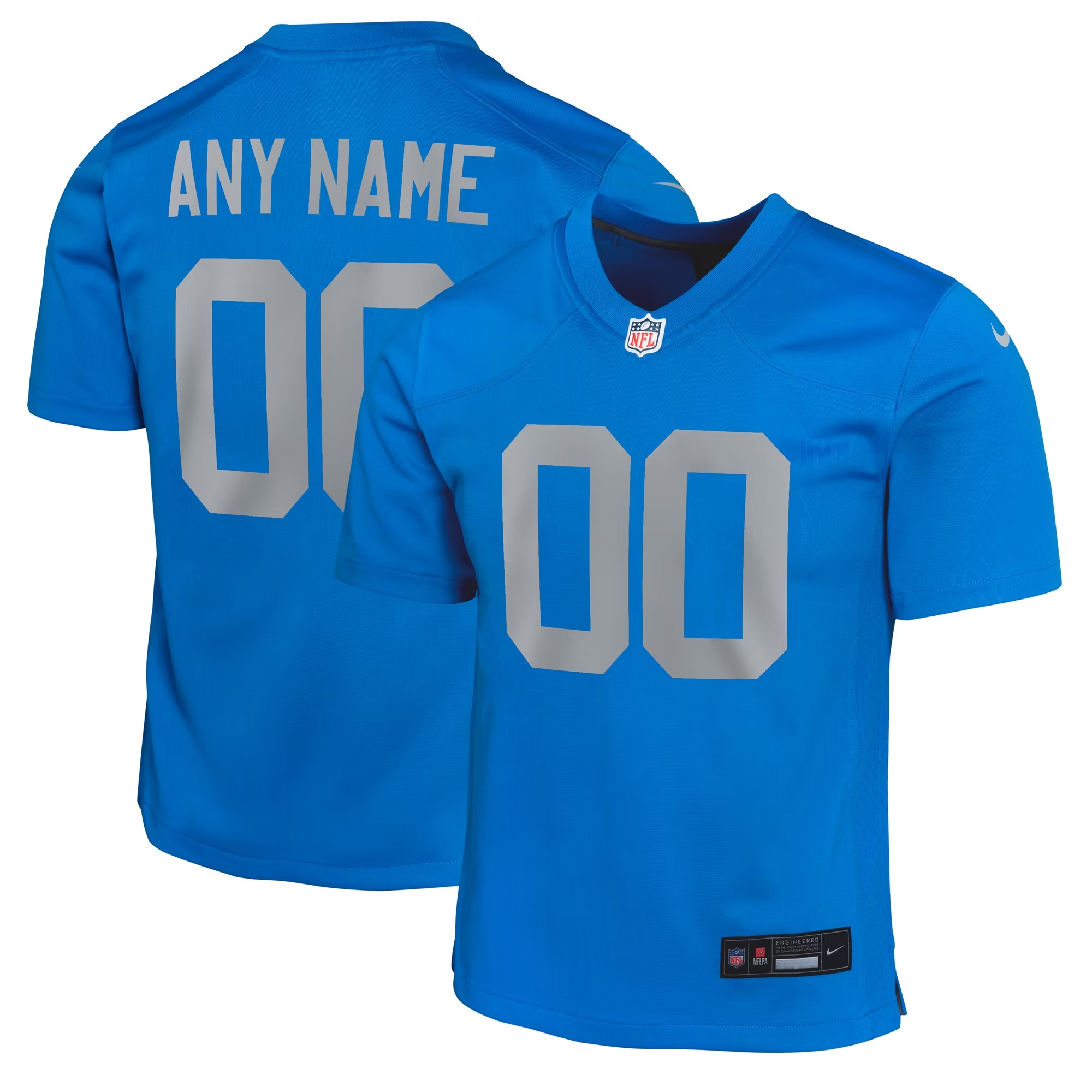 Hunk Wear - Detroit Lions Nike Youth Alternate Custom Game Jersey - Blue