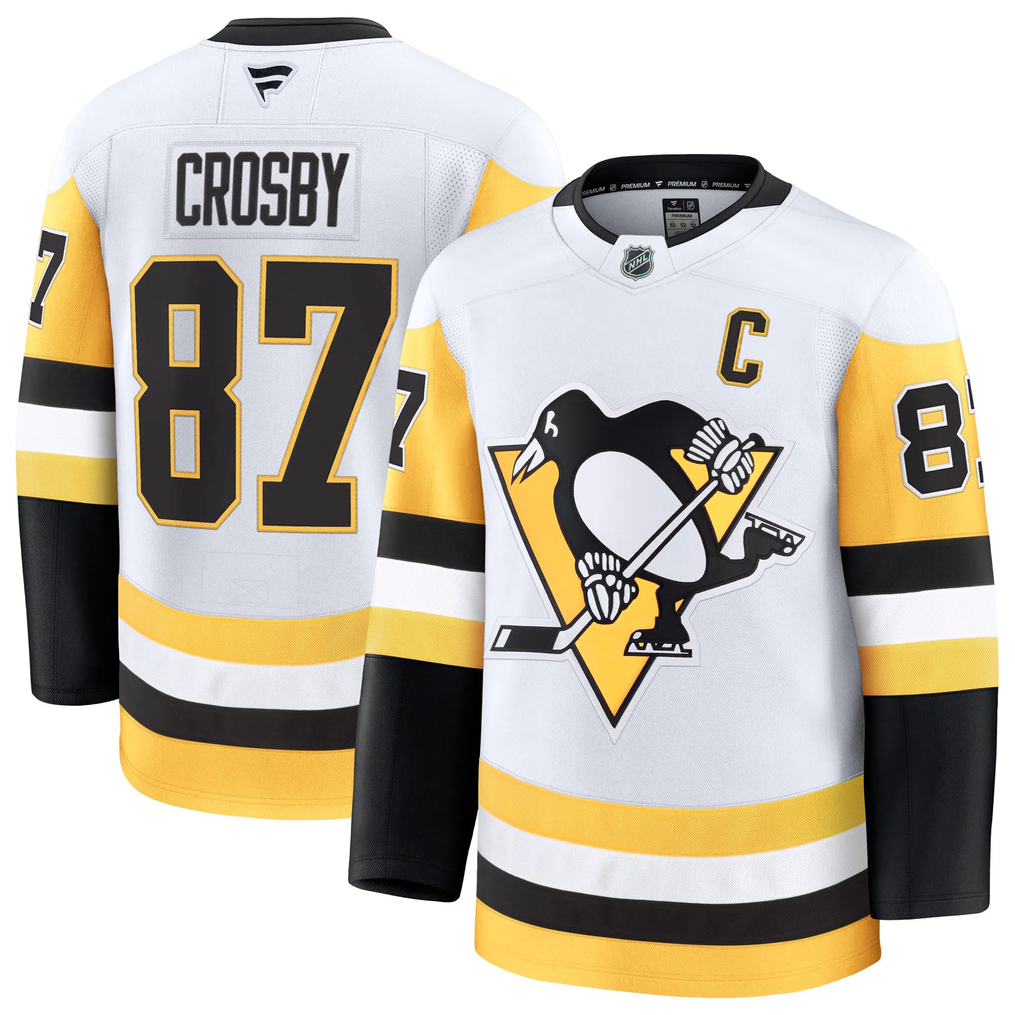 Hunk Wear - Sidney Crosby Pittsburgh Penguins Fanatics Away Premium Jersey - White
