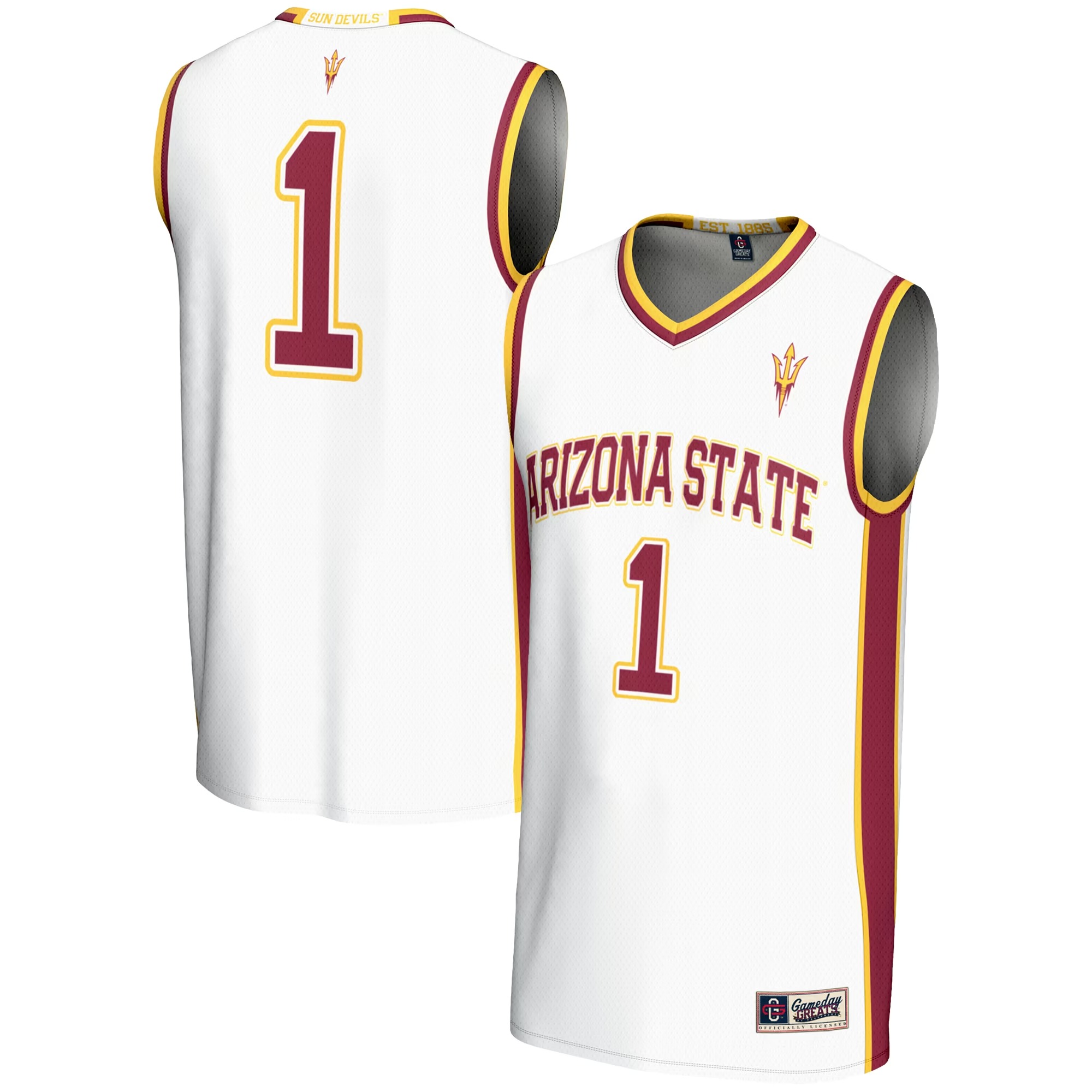 Hunk Wear - #1 Arizona State Sun Devils GameDay Greats Youth Lightweight Basketball Jersey - White
