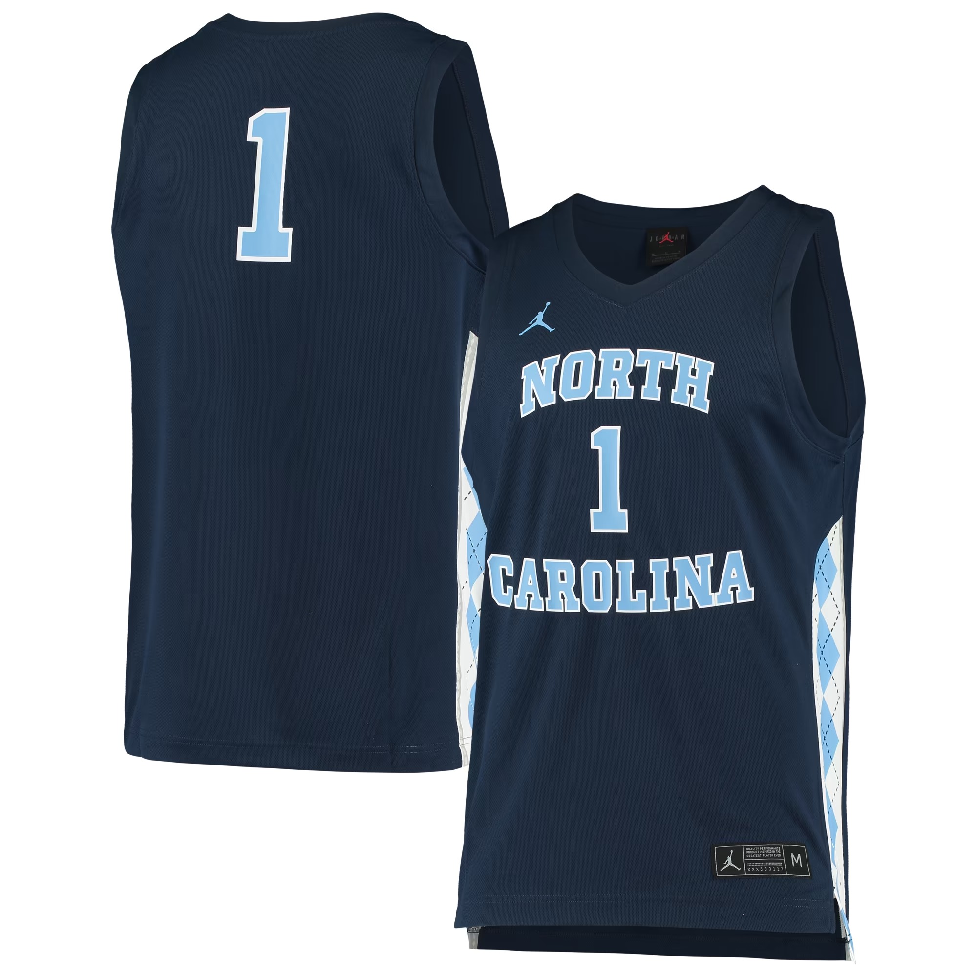 Hunk Wear - #1 North Carolina Tar Heels Jordan Brand Unisex Replica Basketball Jersey - Navy