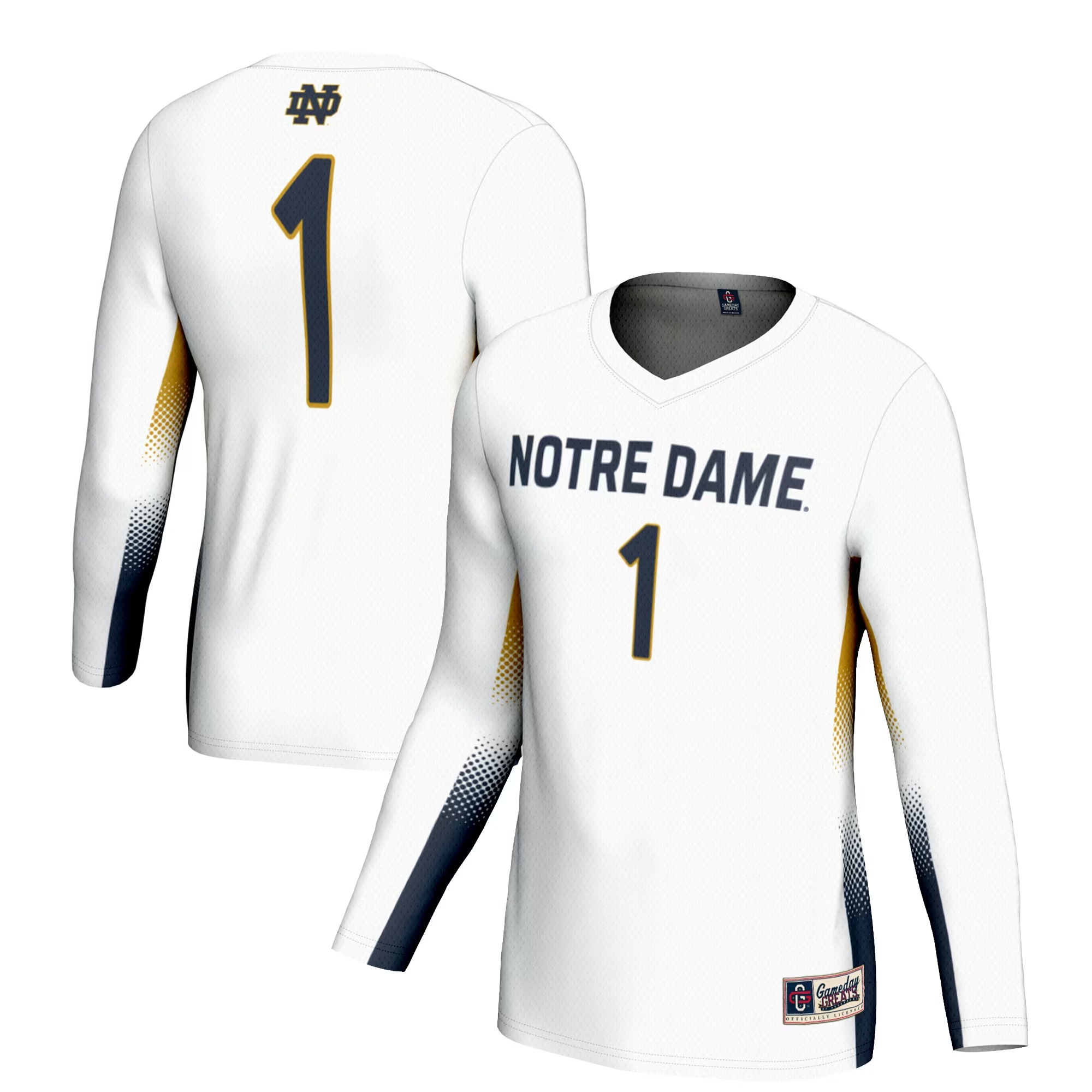 Hunk Wear - #1 Notre Dame Fighting Irish GameDay Greats Unisex Lightweight Volleyball Jersey - White