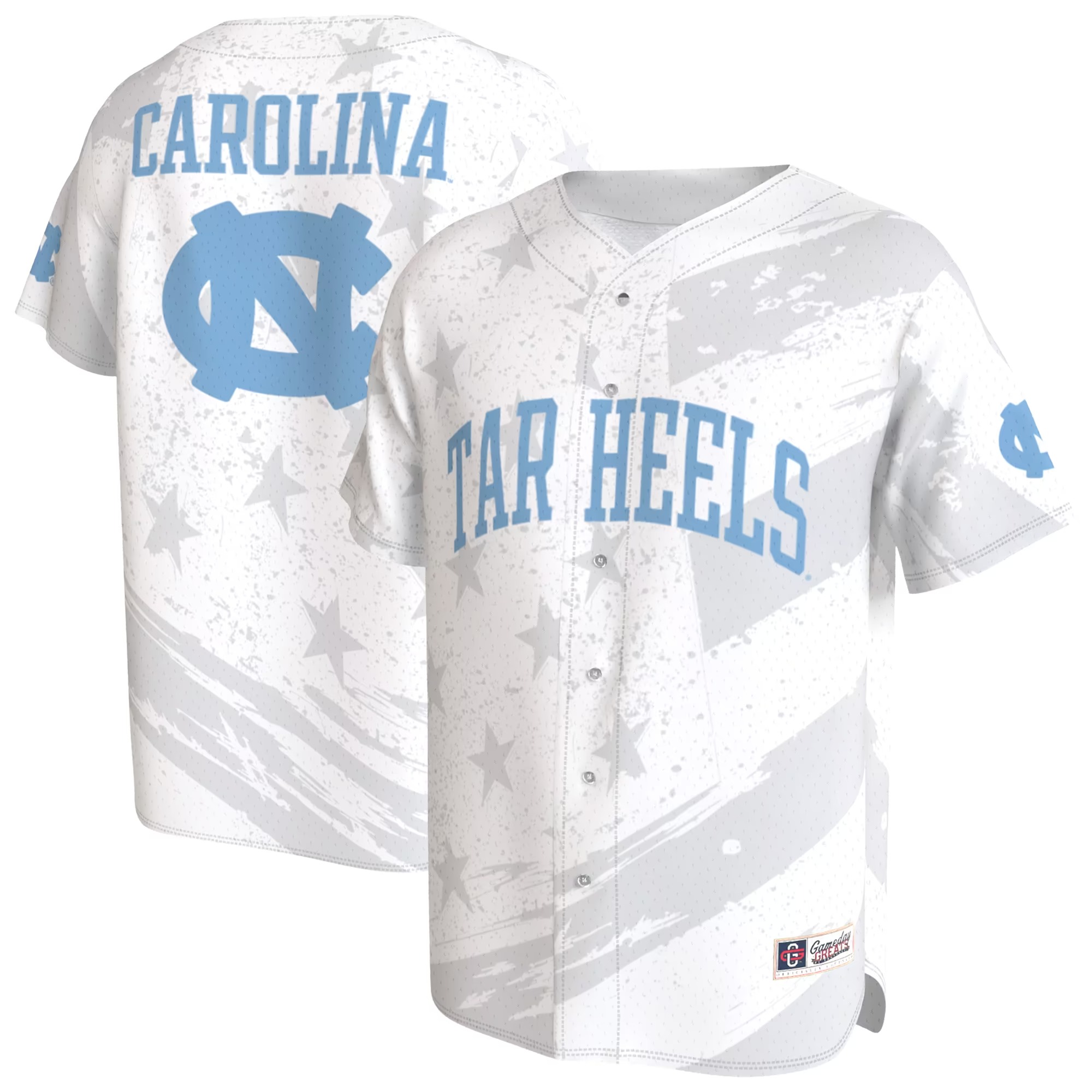 Hunk Wear - North Carolina Tar Heels GameDay Greats Unisex Lightweight Collegiate Baseball Americana Fashion Jersey - White