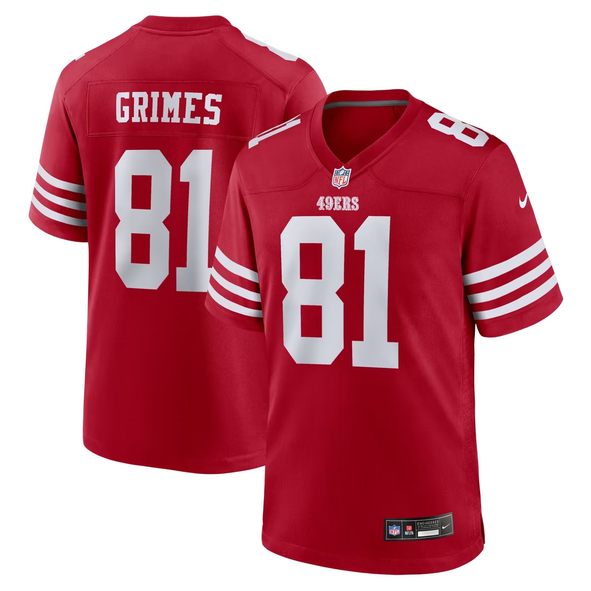 Hunk Wear - Wesley Grimes San Francisco 49ers Nike Team Game Jersey - Scarlet