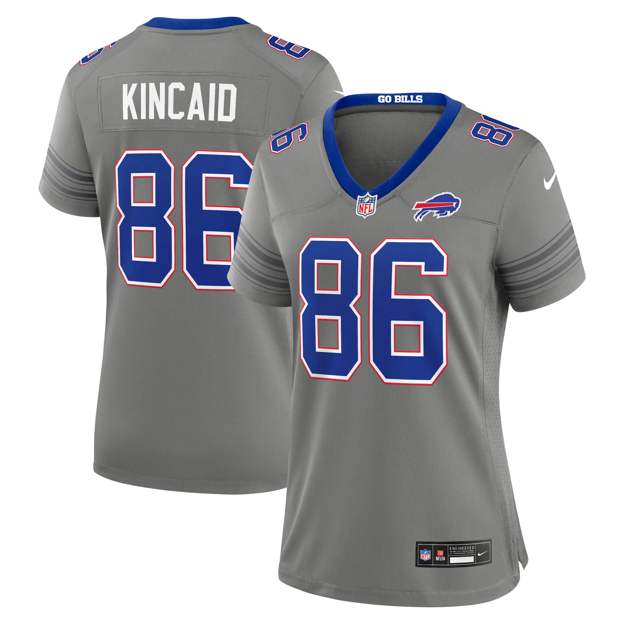 Hunk Wear - Dalton Kincaid Buffalo Bills Nike Women's Nickel City Game Jersey - Gray