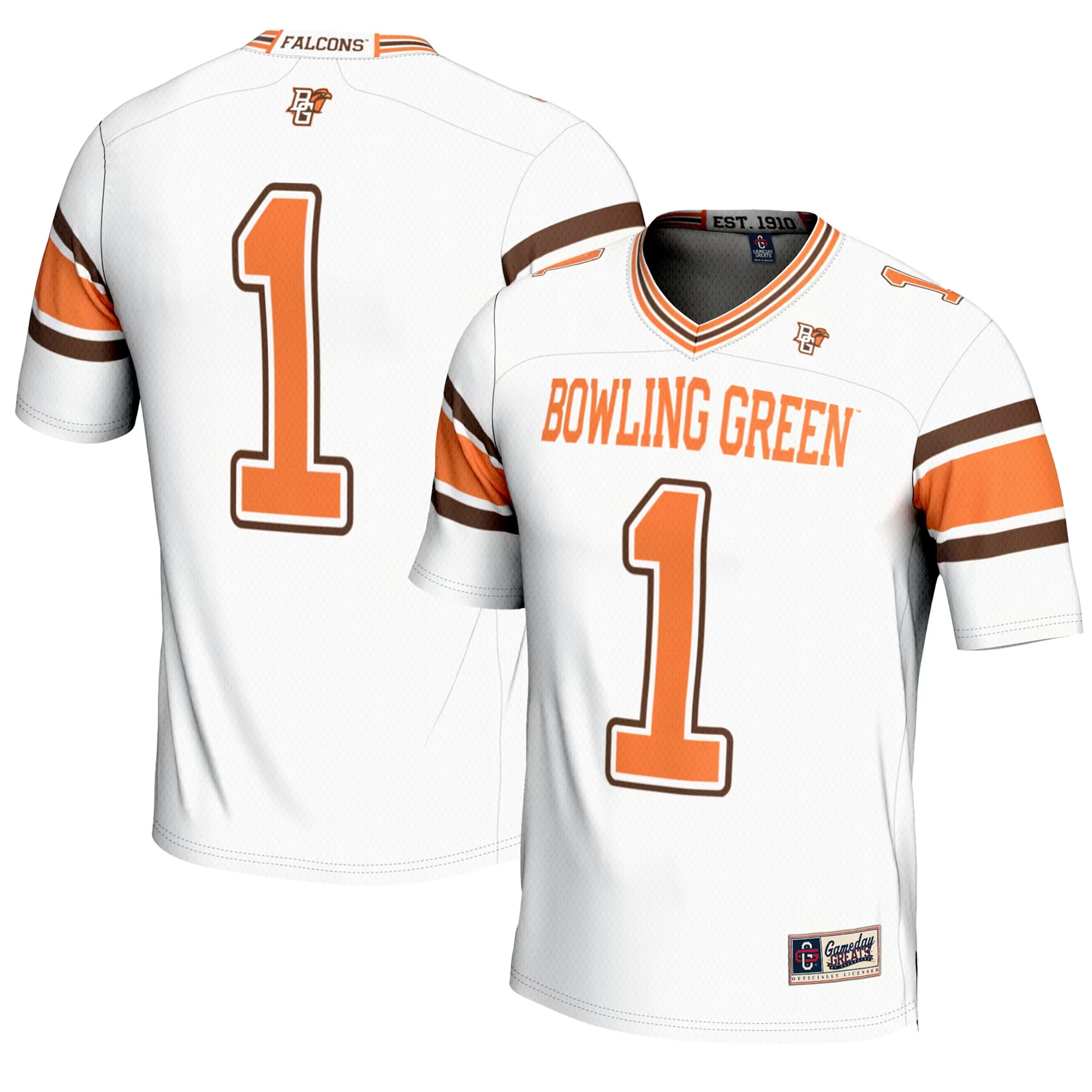 Hunk Wear - #1 Bowling Green St. Falcons GameDay Greats Youth Endzone Football Jersey - White