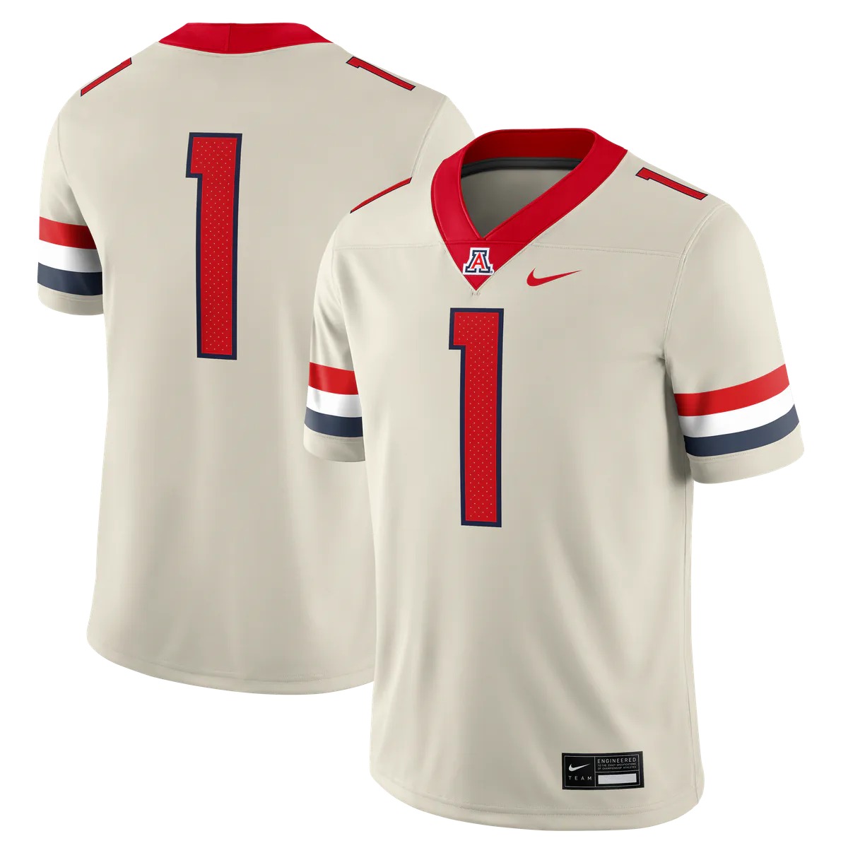 Hunk Wear - #1 Arizona Wildcats Nike Alternate Game Football Jersey - Cream