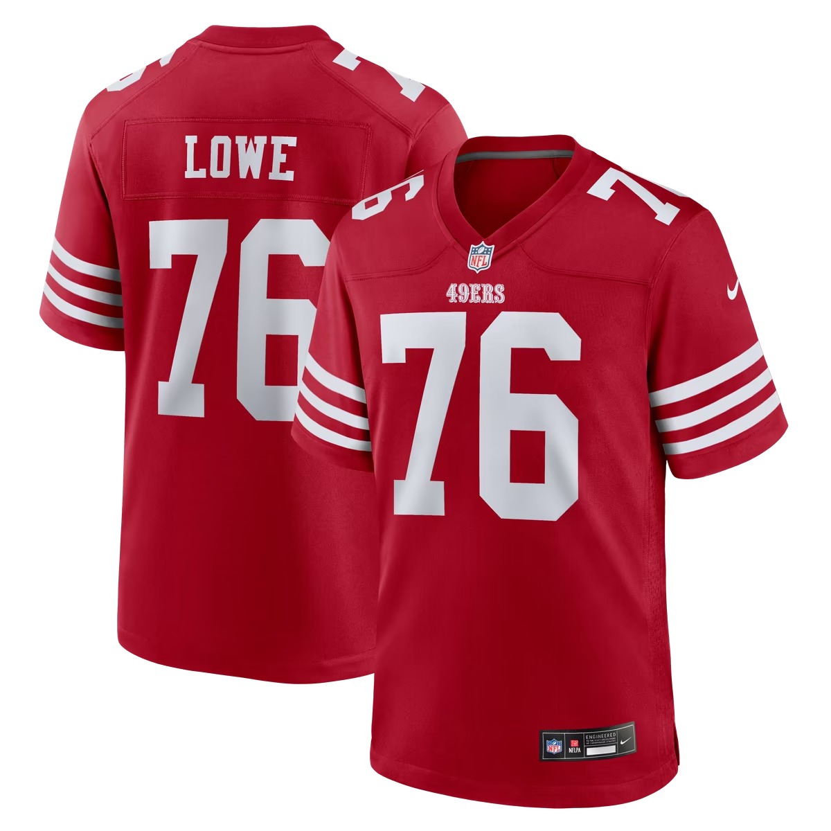 Hunk Wear - Vederian Lowe San Francisco 49ers Nike Team Game Jersey - Scarlet