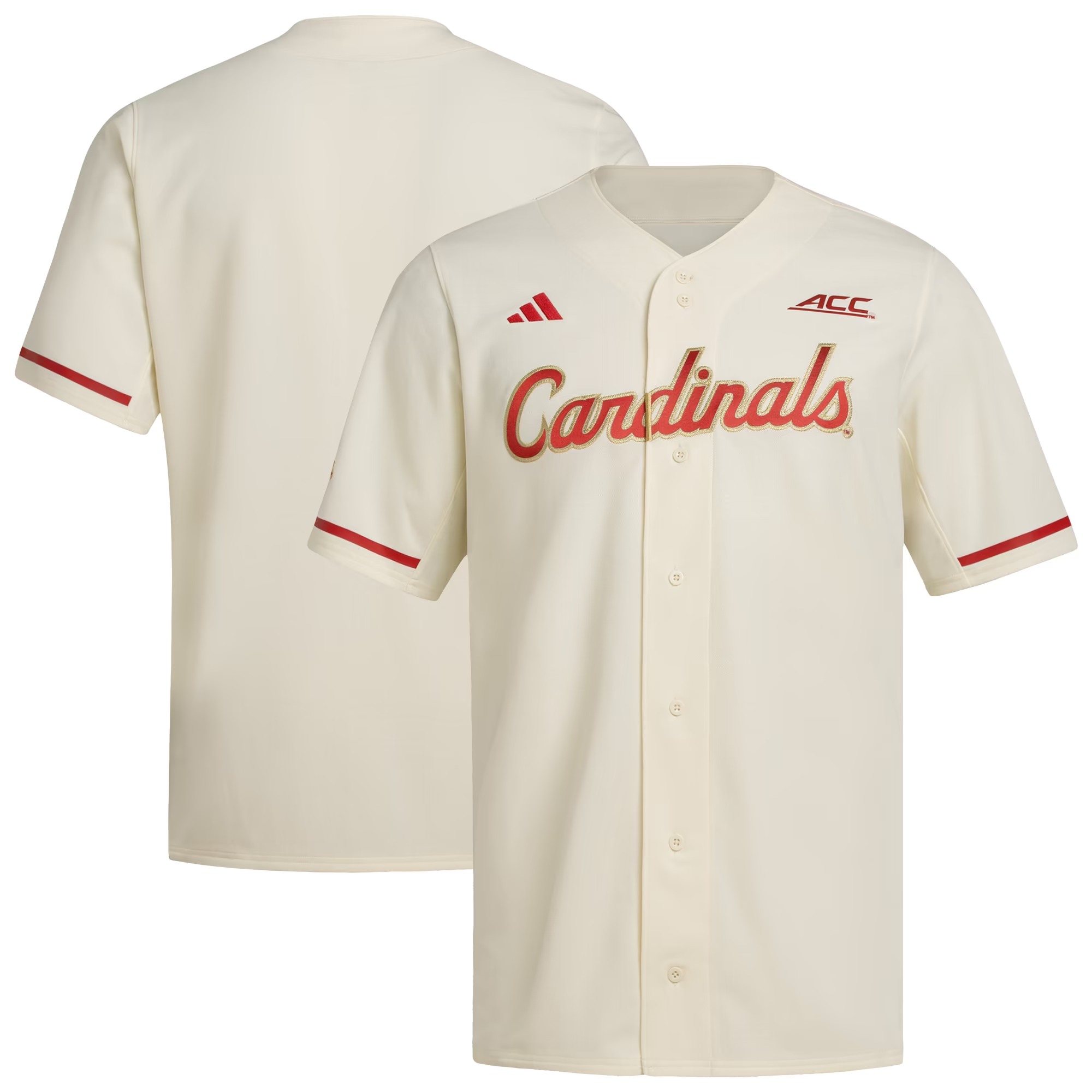 Hunk Wear - Louisville Cardinals adidas Replica Baseball Jersey - Cream