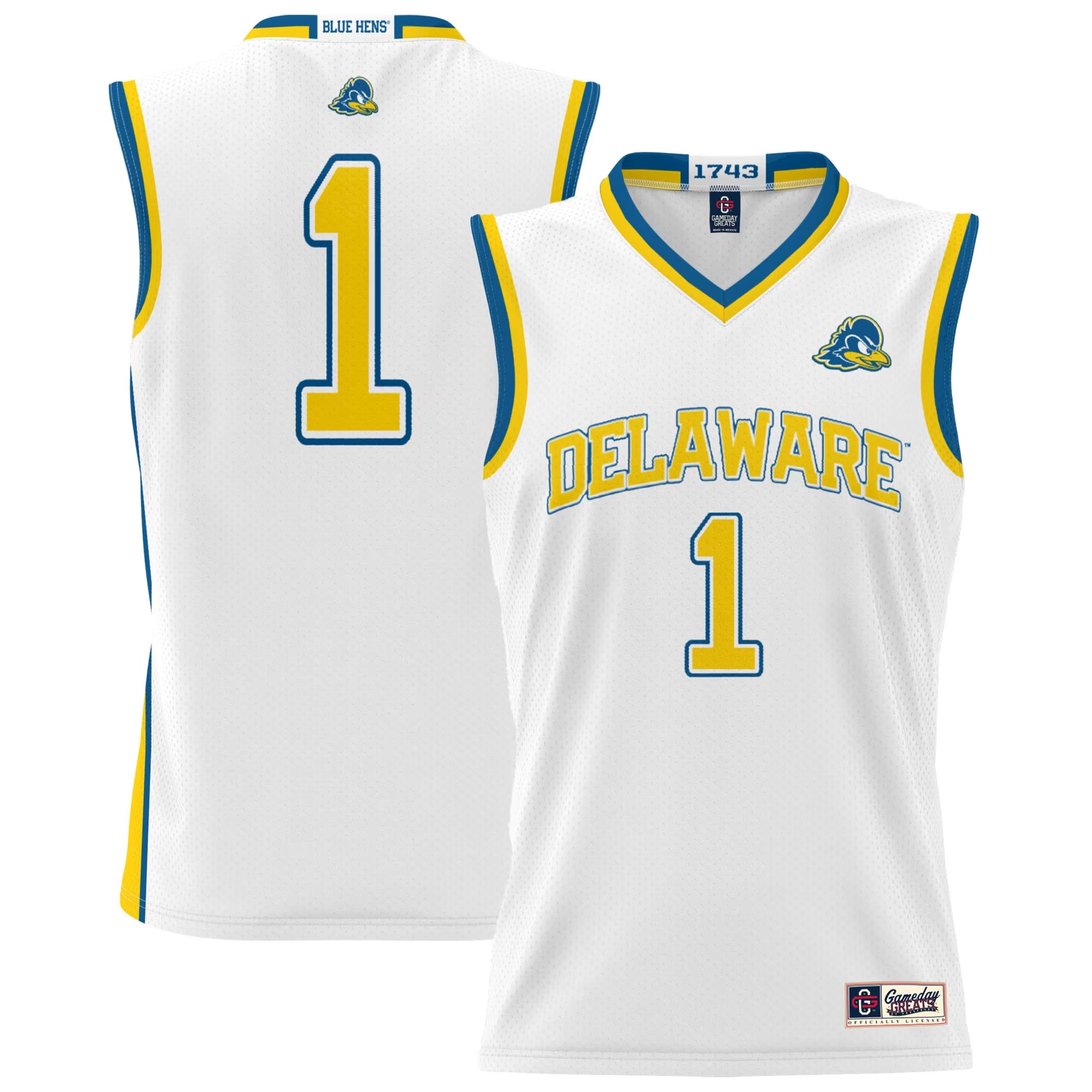Hunk Wear - Delaware Fightin' Blue Hens GameDay Greats Unisex Lightweight Basketball Jersey - White