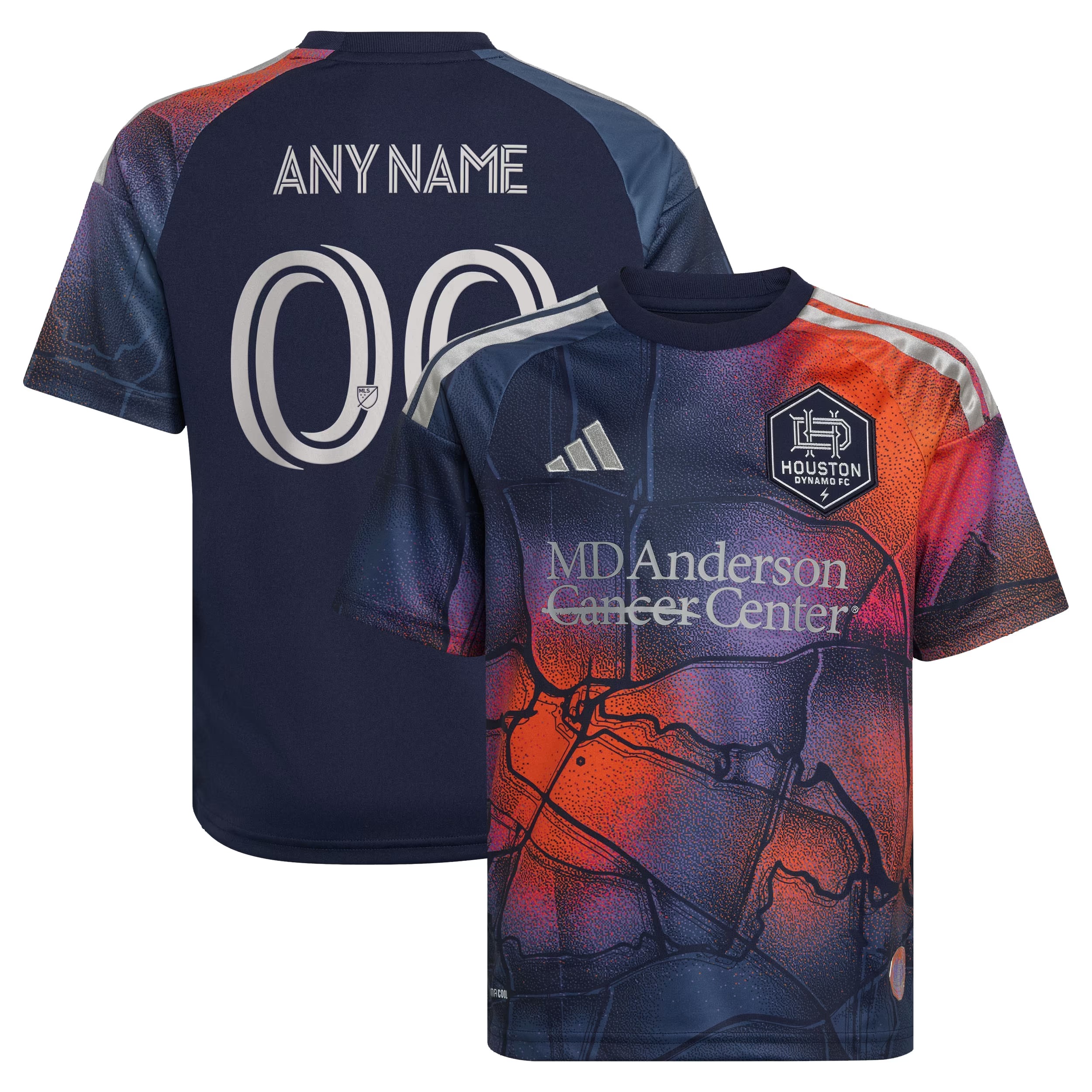 Hunk Wear - Houston Dynamo FC adidas Youth 2026 Mission Control Replica Custom Jersey ' Blue