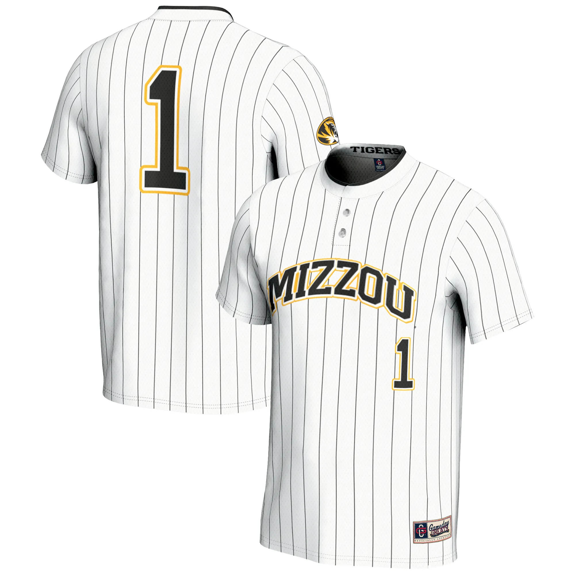 Hunk Wear - #1 Missouri Tigers GameDay Greats Unisex Lightweight Softball Jersey - White