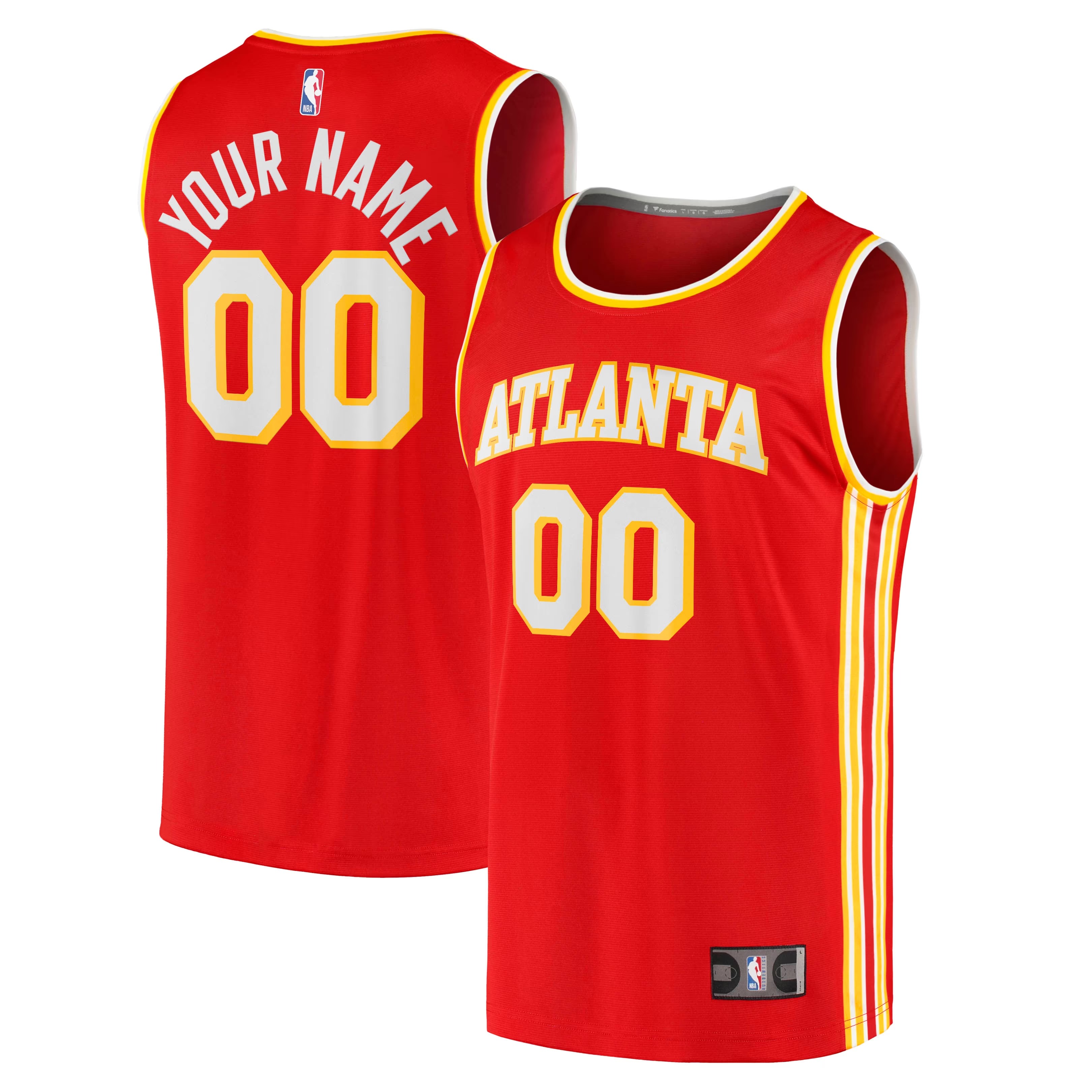 Hunk Wear - Atlanta Hawks Fanatics Fast Break Replica Custom Jersey - Icon Edition - Red