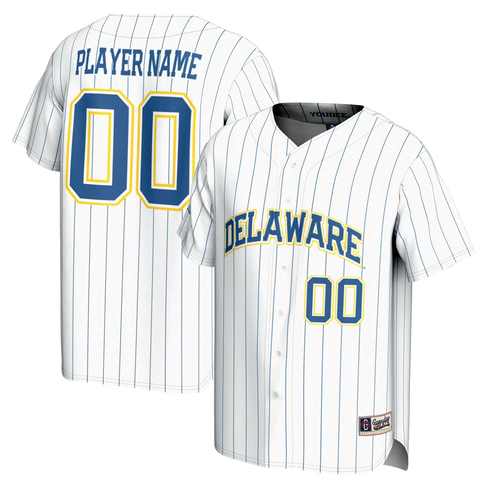 Hunk Wear - Delaware Fightin' Blue Hens GameDay Greats NIL Pick-A-Player Baseball Lightweight Jersey - White