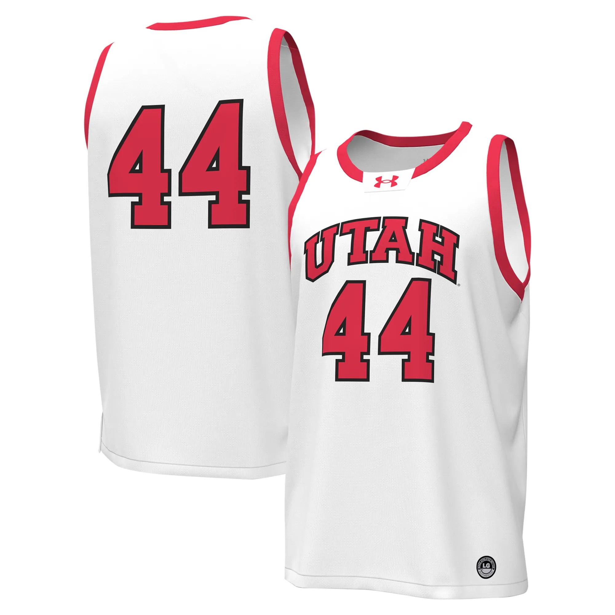 Hunk Wear - #44 Utah Utes Under Armour Replica Basketball Jersey - White