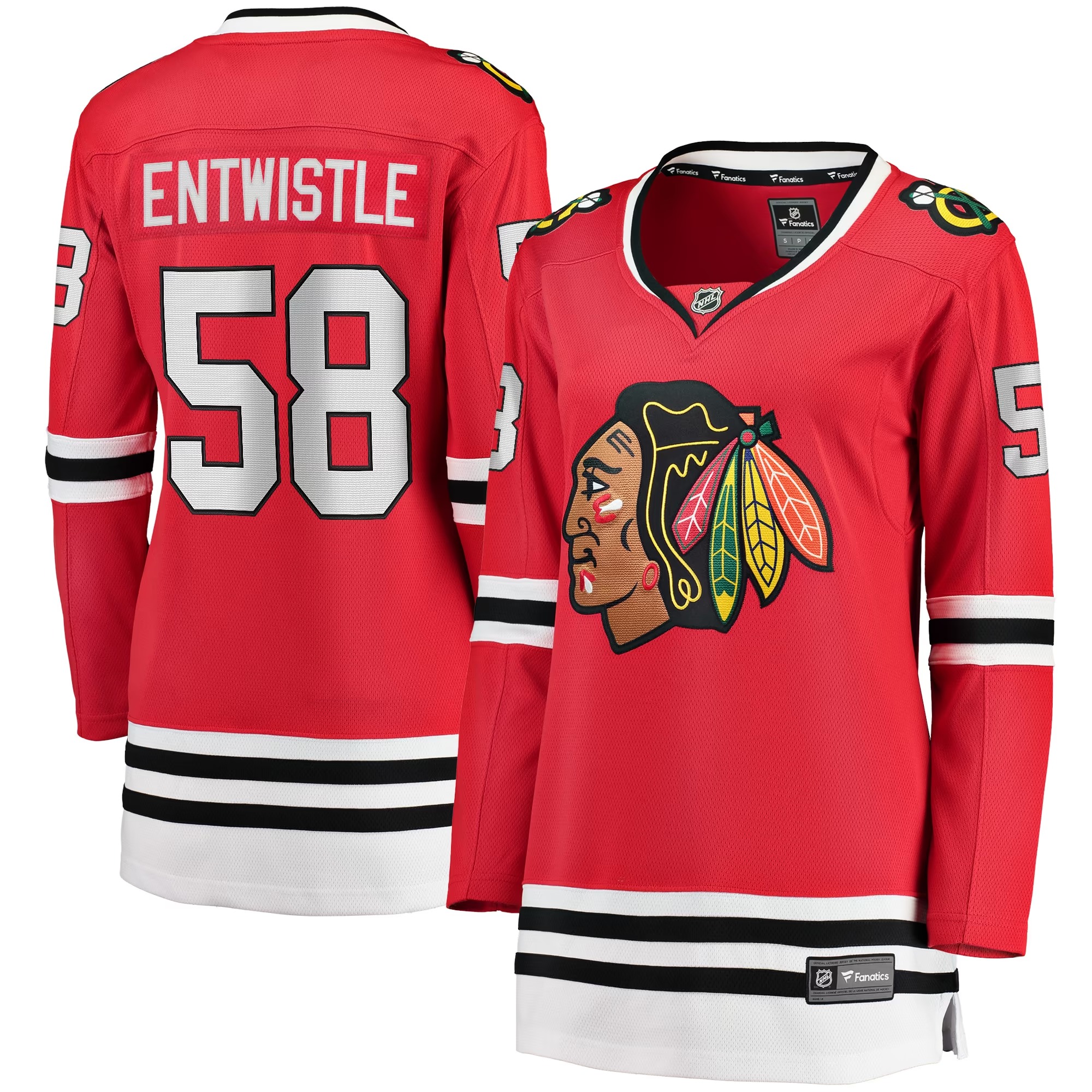 Hunk Wear - MacKenzie Entwistle Chicago Blackhawks Fanatics Women's Home Breakaway Player Jersey - Red