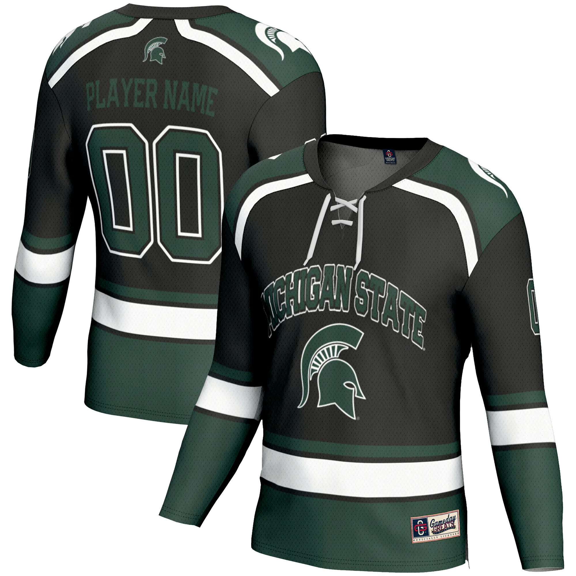 Hunk Wear - Michigan State Spartans GameDay Greats Men's Ice Hockey NIL Pick-A-Player Jersey - Black