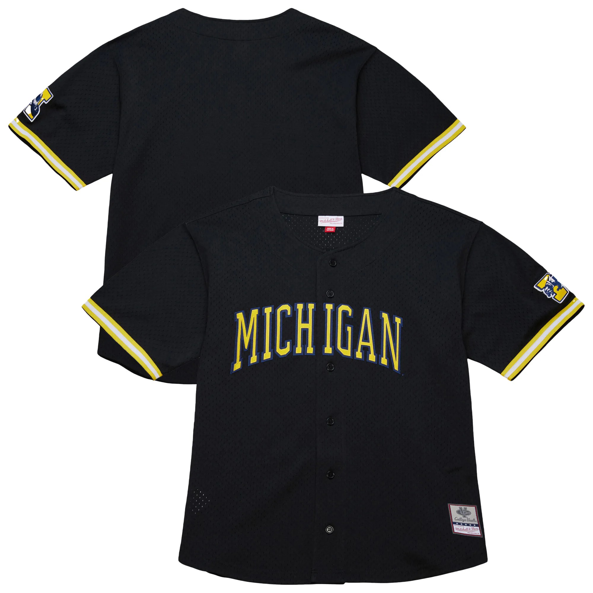 Hunk Wear - Michigan Wolverines Mitchell & Ness On The Clock Full-Button Fashion Jersey - Black