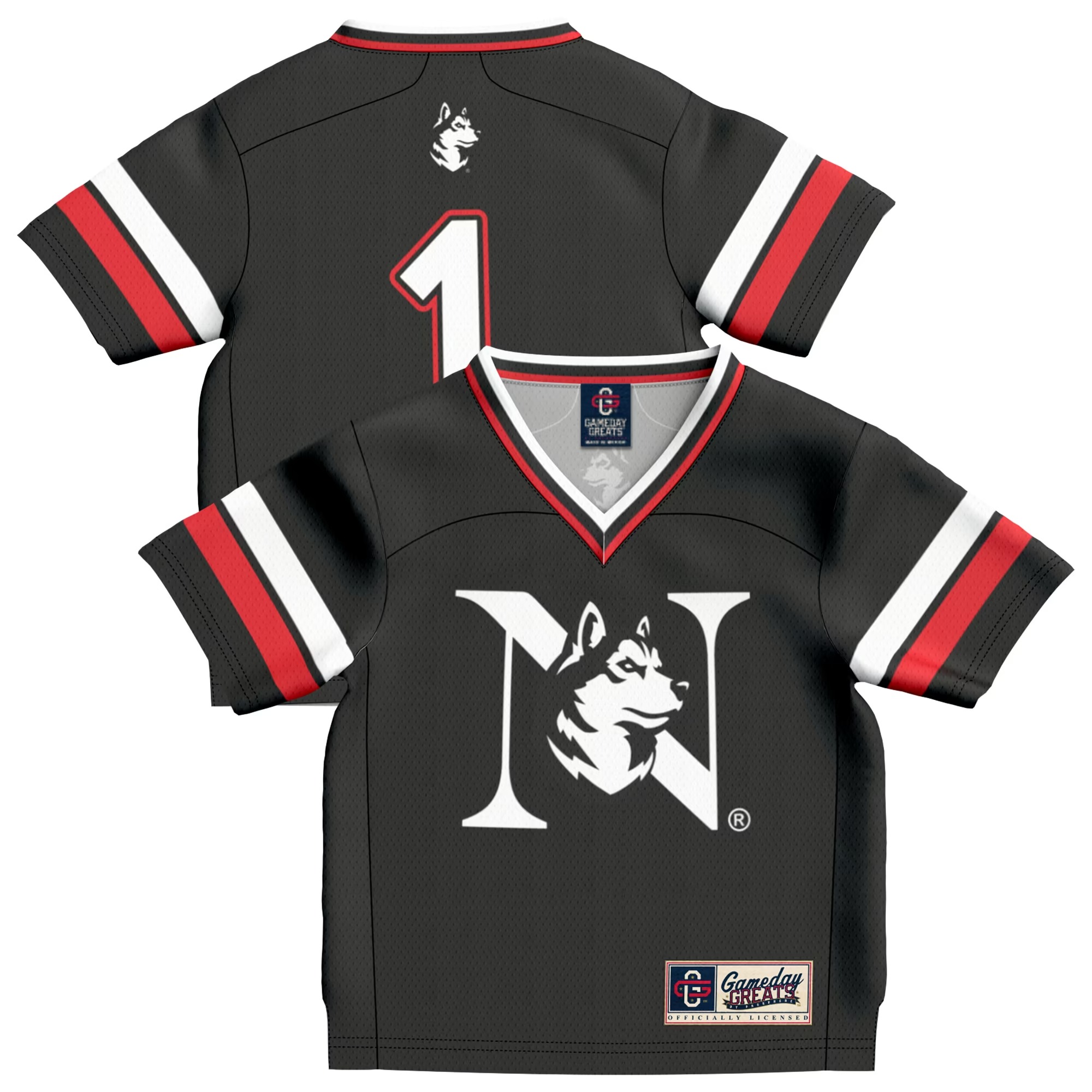 Hunk Wear - #1 Northeastern Huskies GameDay Greats Infant Lightweight Collegiate Football Fashion Jersey - Black