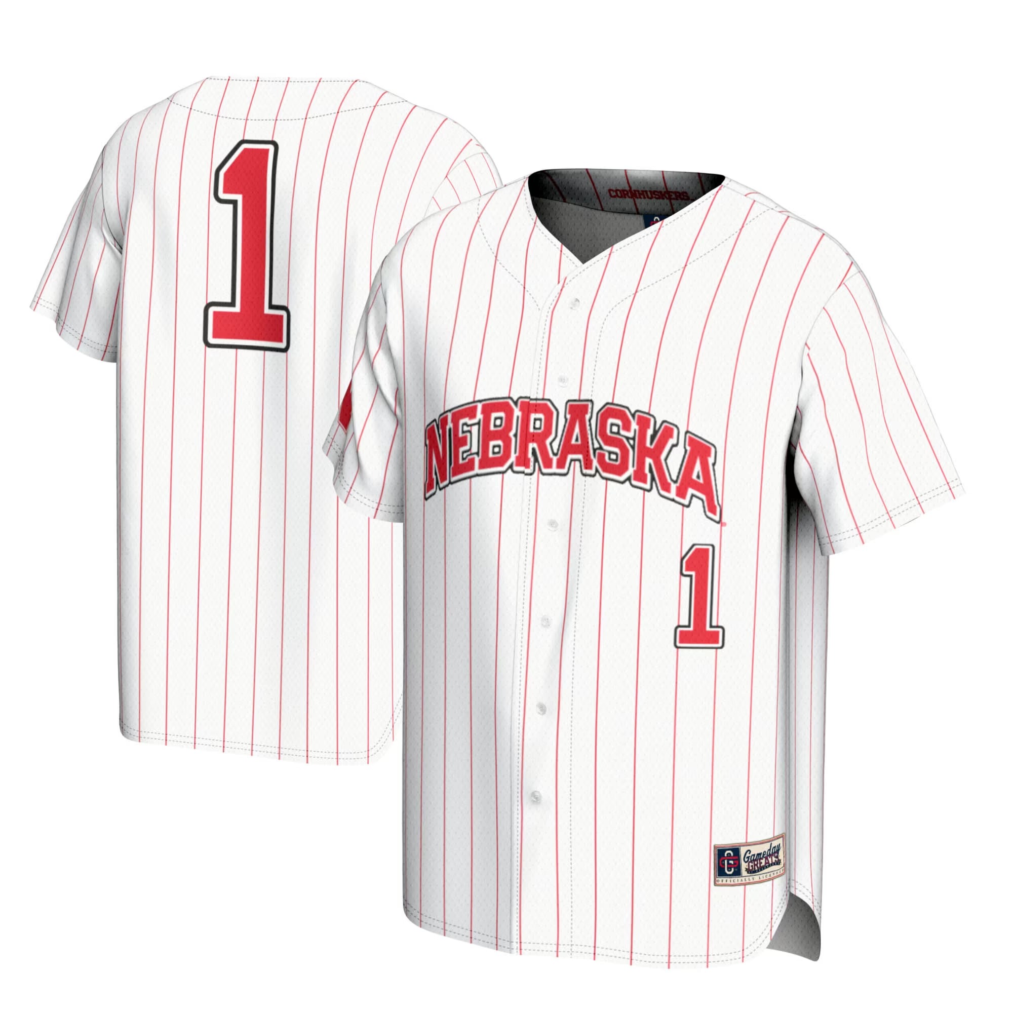 Hunk Wear - #1 Nebraska Huskers GameDay Greats Youth Lightweight Baseball Jersey - White
