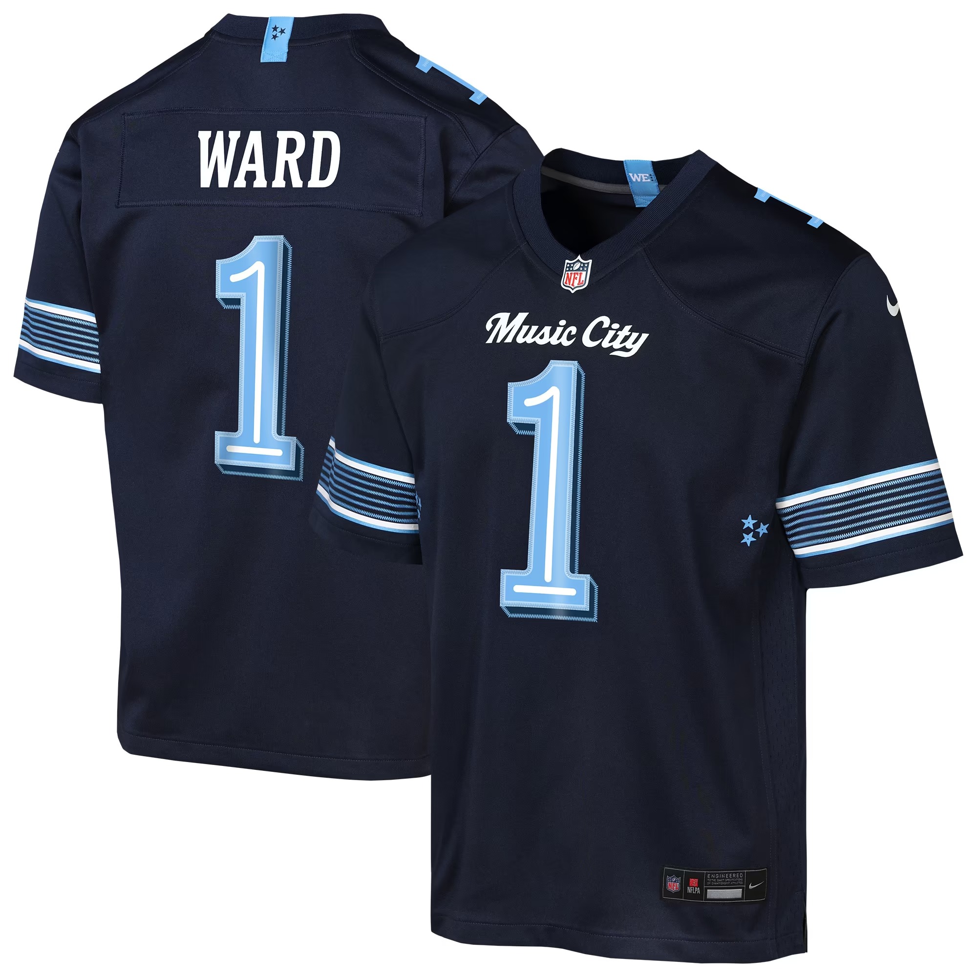 Hunk Wear - Cameron Ward Tennessee Titans Nike Youth 2026 Rivalries Collection Game Jersey - Navy