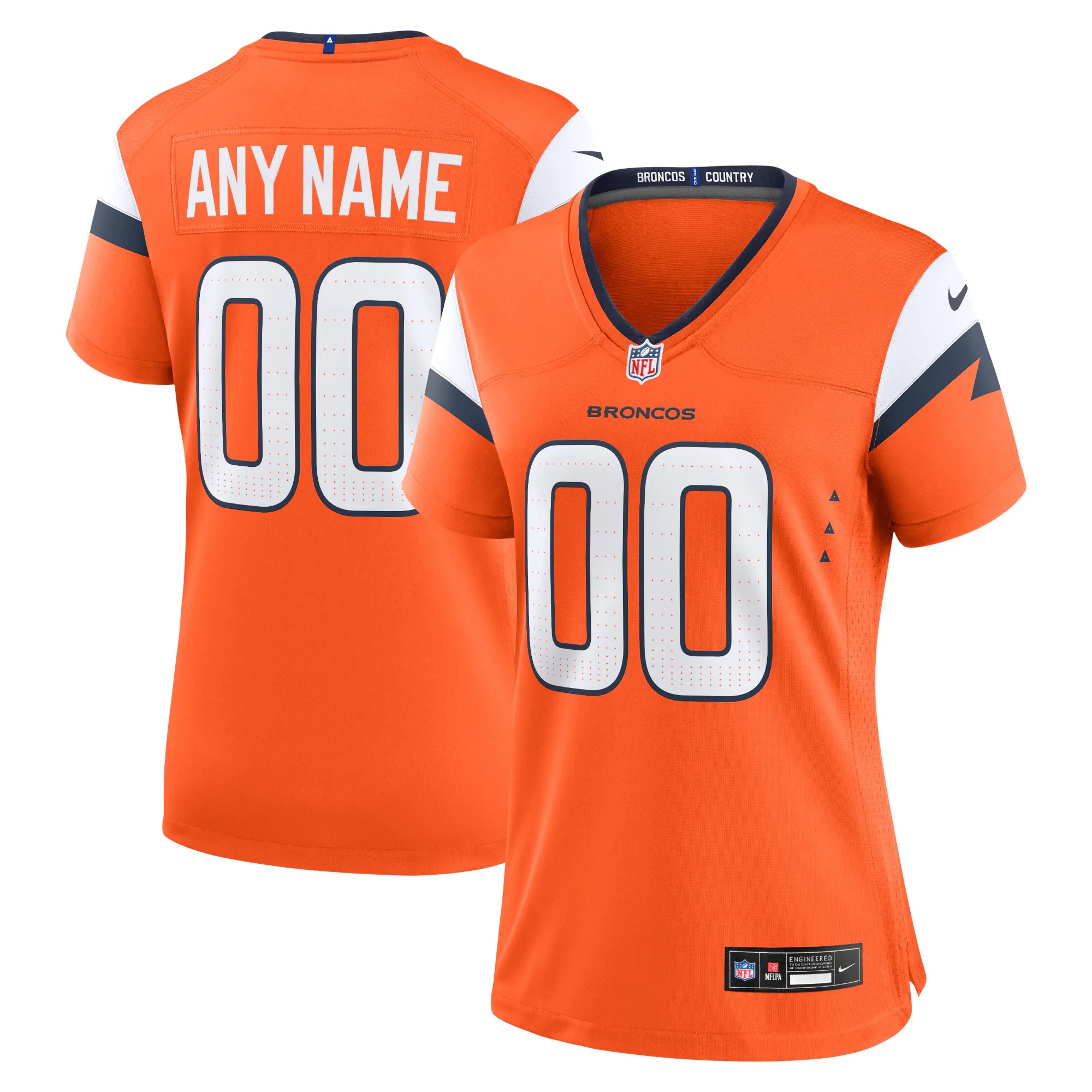 Hunk Wear - Denver Broncos Nike Women's Team Custom Game Jersey - Orange