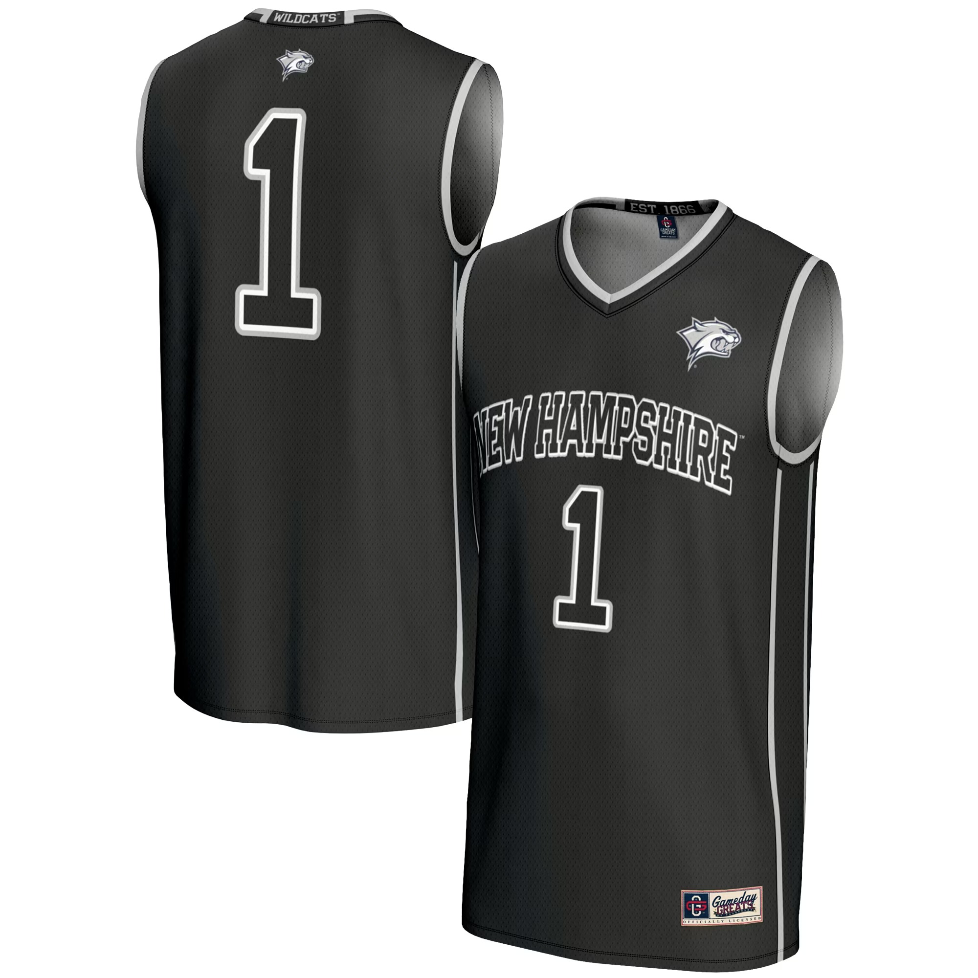 Hunk Wear - #1 New Hampshire Wildcats GameDay Greats Youth Lightweight Basketball Jersey - Black