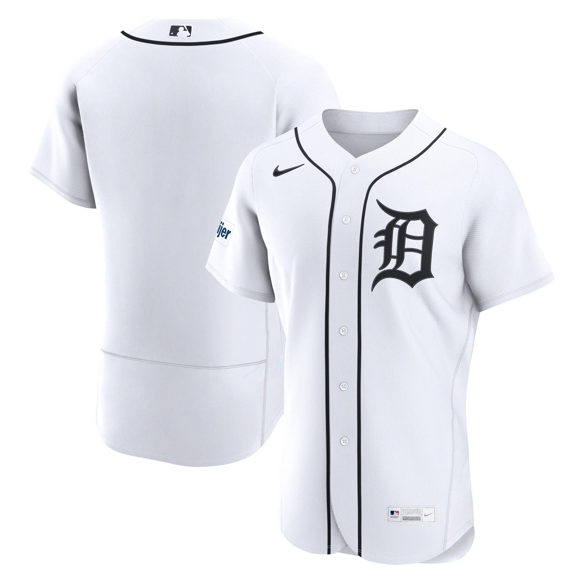 Hunk Wear - Detroit Tigers Nike Home Sponsor Patch Authentic Jersey - White