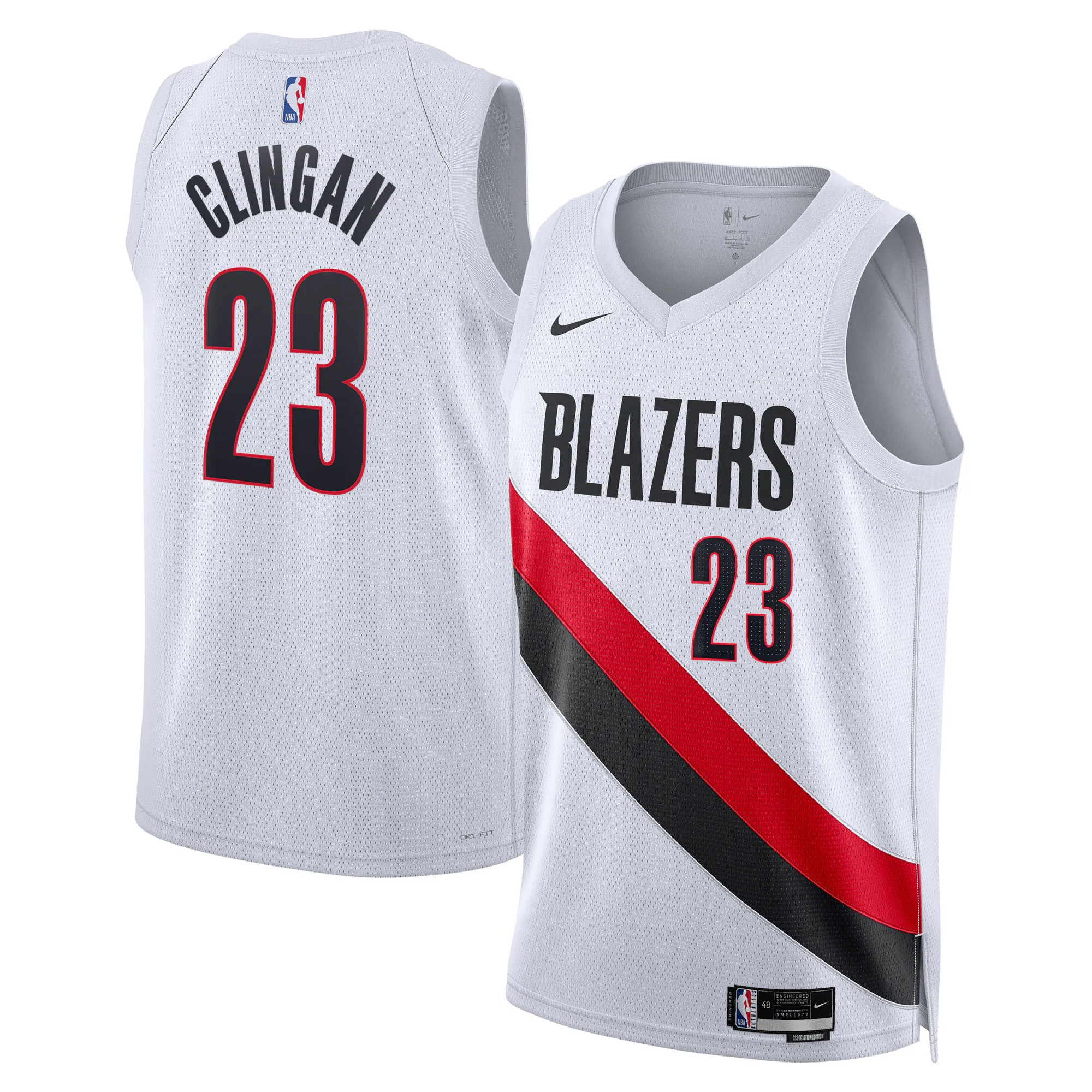Hunk Wear - Donovan Clingan Portland Trail Blazers Nike Unisex Swingman Jersey - Association Edition - White