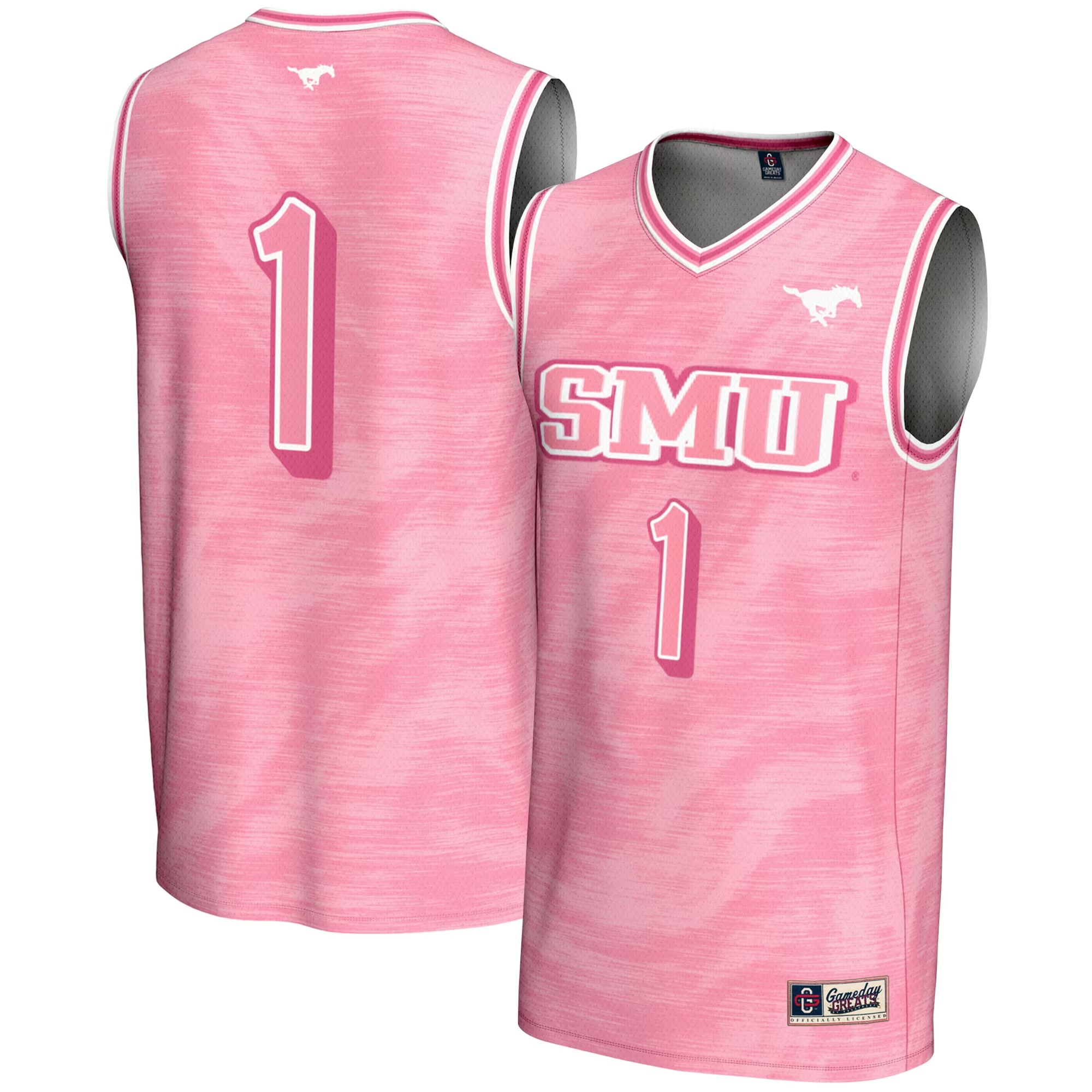 Hunk Wear - #1 SMU Mustangs GameDay Greats Youth Lightweight Basketball Fashion Jersey - Pink