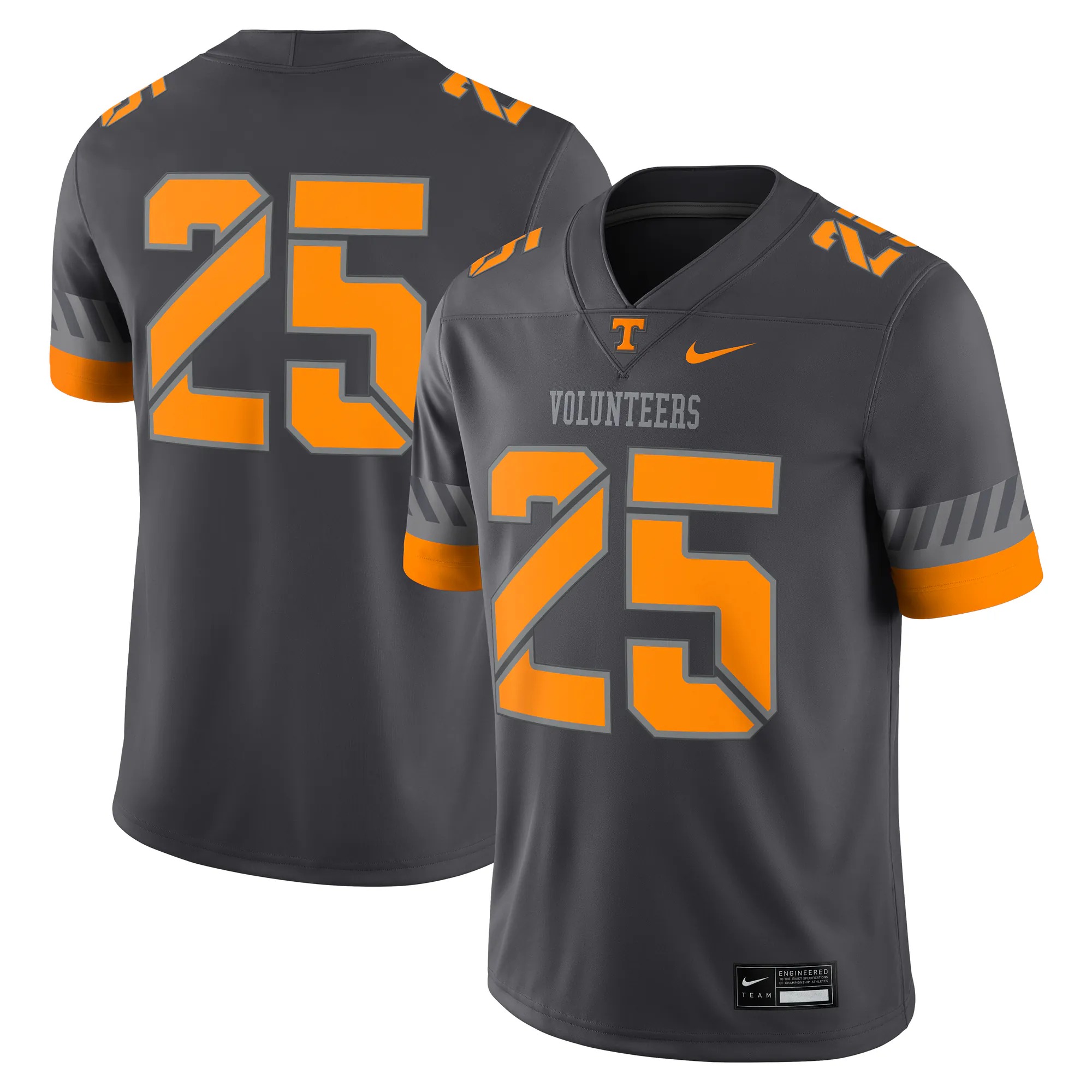 Hunk Wear - #25 Tennessee Volunteers Nike Game Jersey - Anthracite