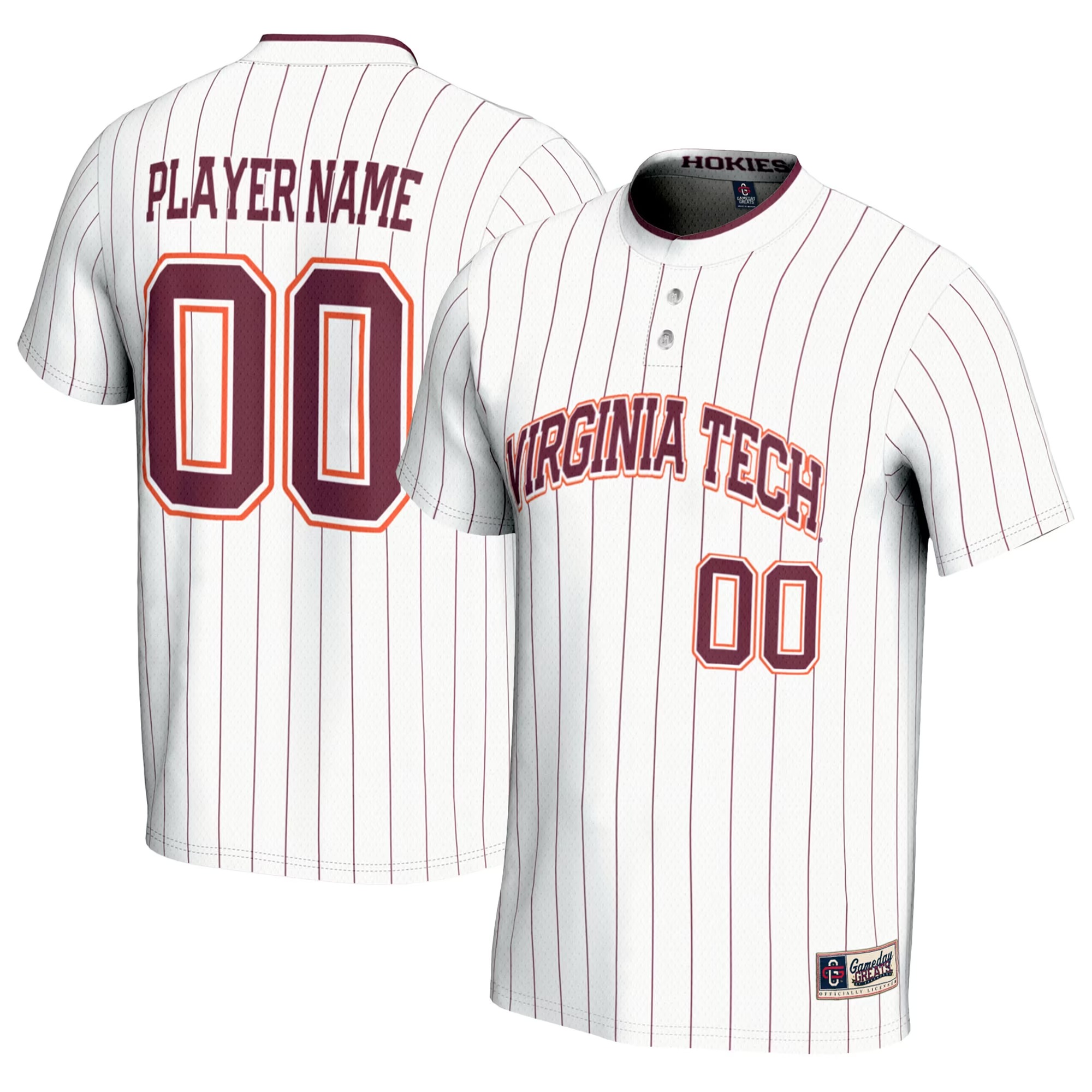 Hunk Wear - Virginia Tech Hokies GameDay Greats Youth NIL Pick-A-Player Lightweight Softball Jersey - White
