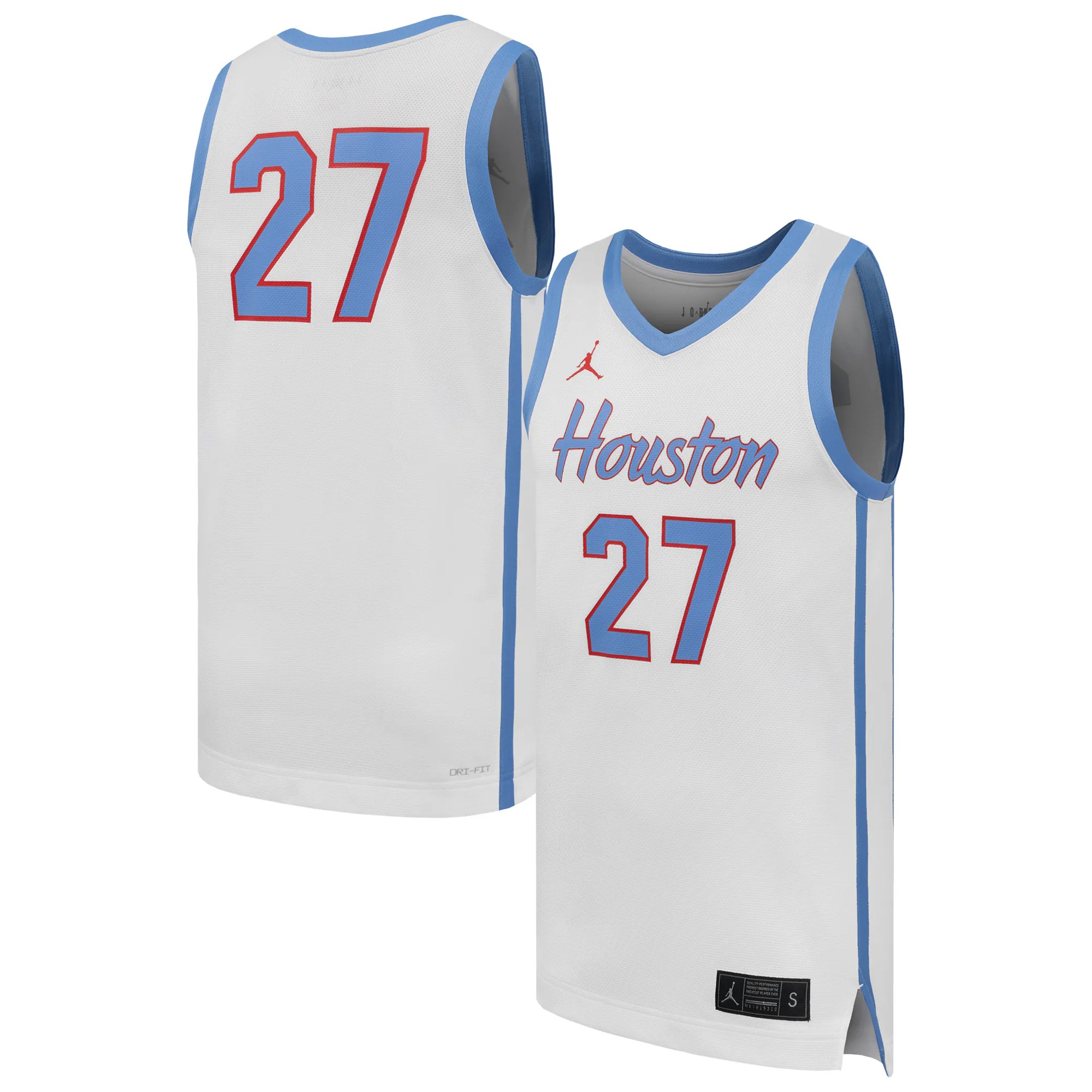 Hunk Wear - #27 Houston Cougars Jordan Brand Replica Basketball Jersey - White