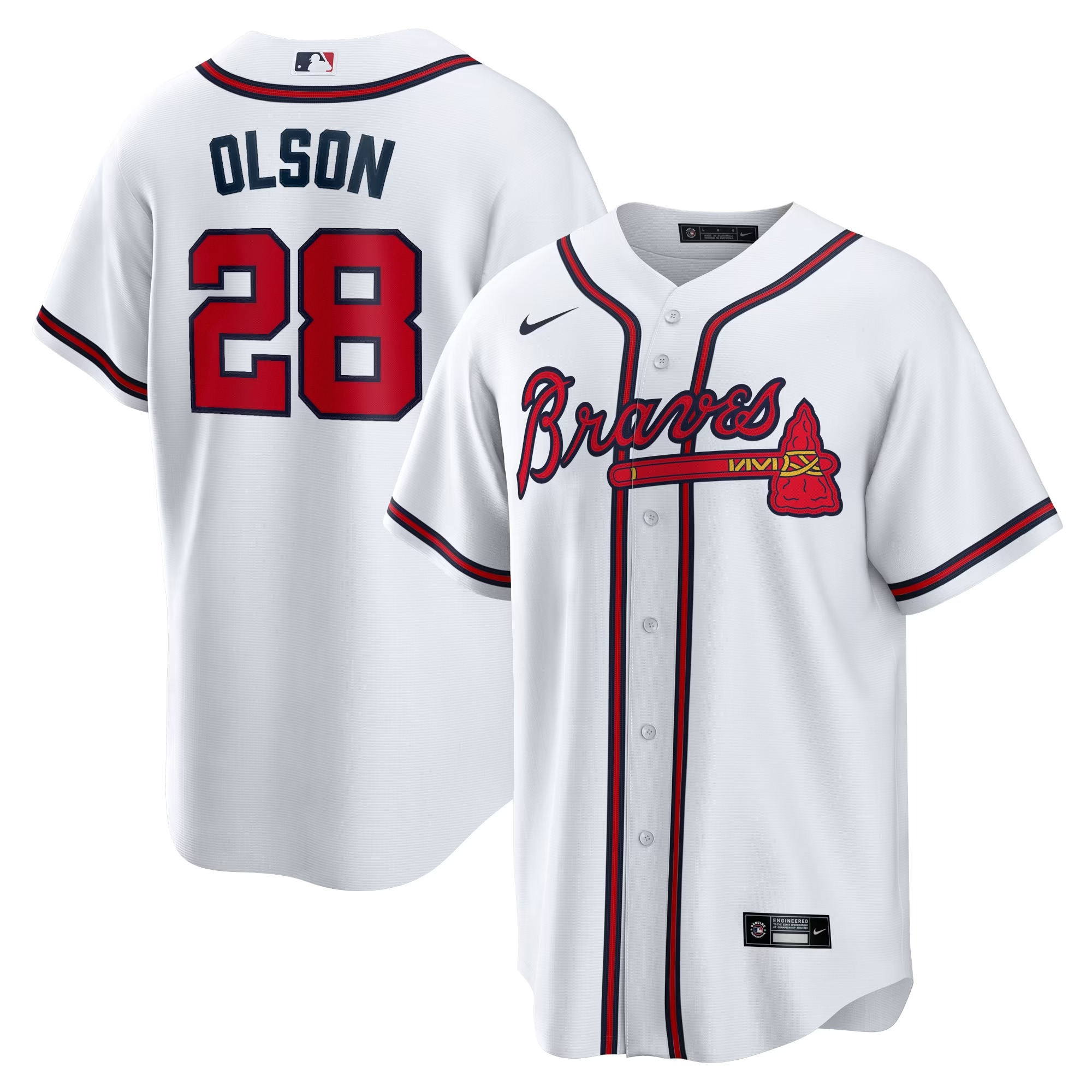 Hunk Wear - Matt Olson Atlanta Braves Nike Home Replica Player Jersey - White