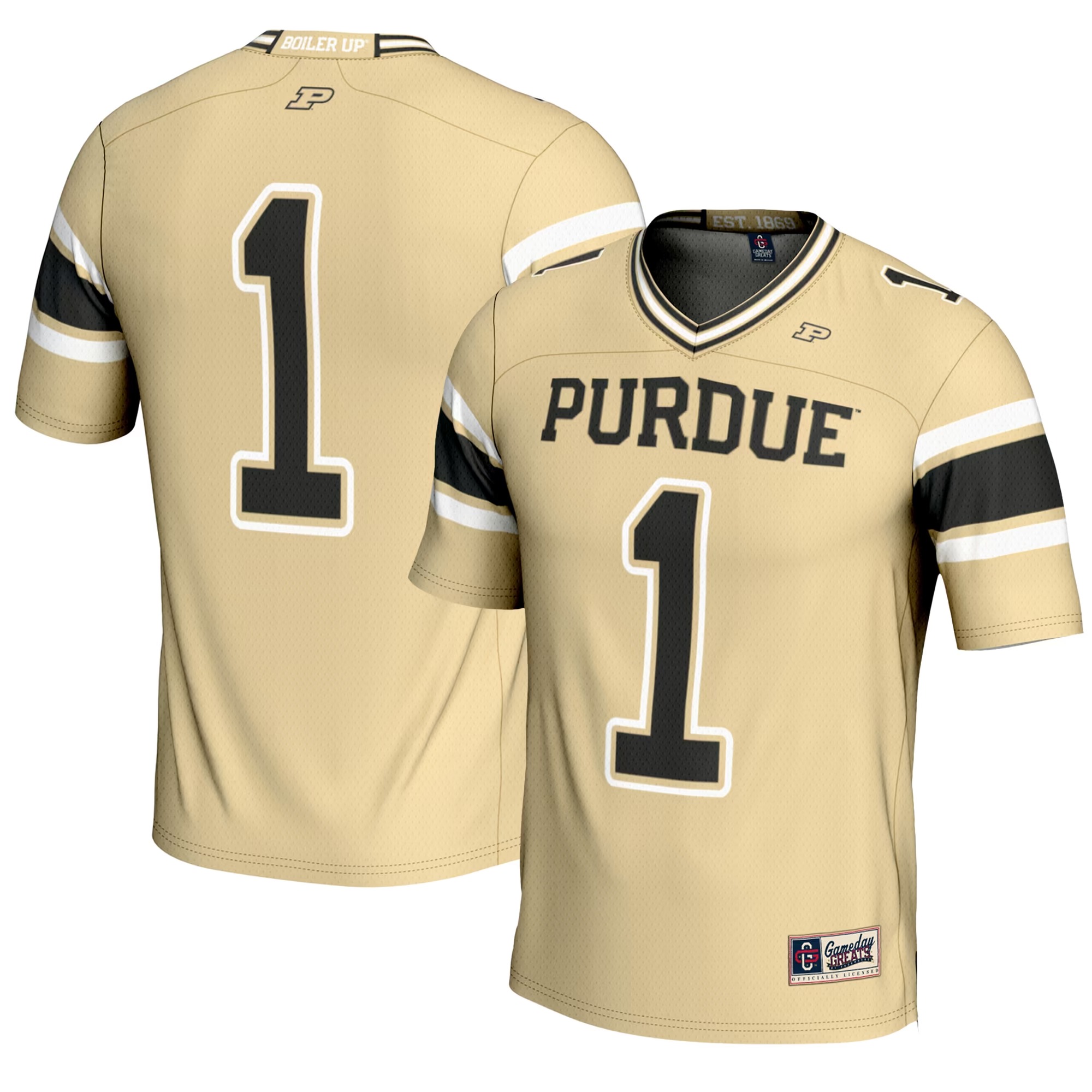 Hunk Wear - #1 Purdue Boilermakers GameDay Greats Endzone Football Jersey - Gold