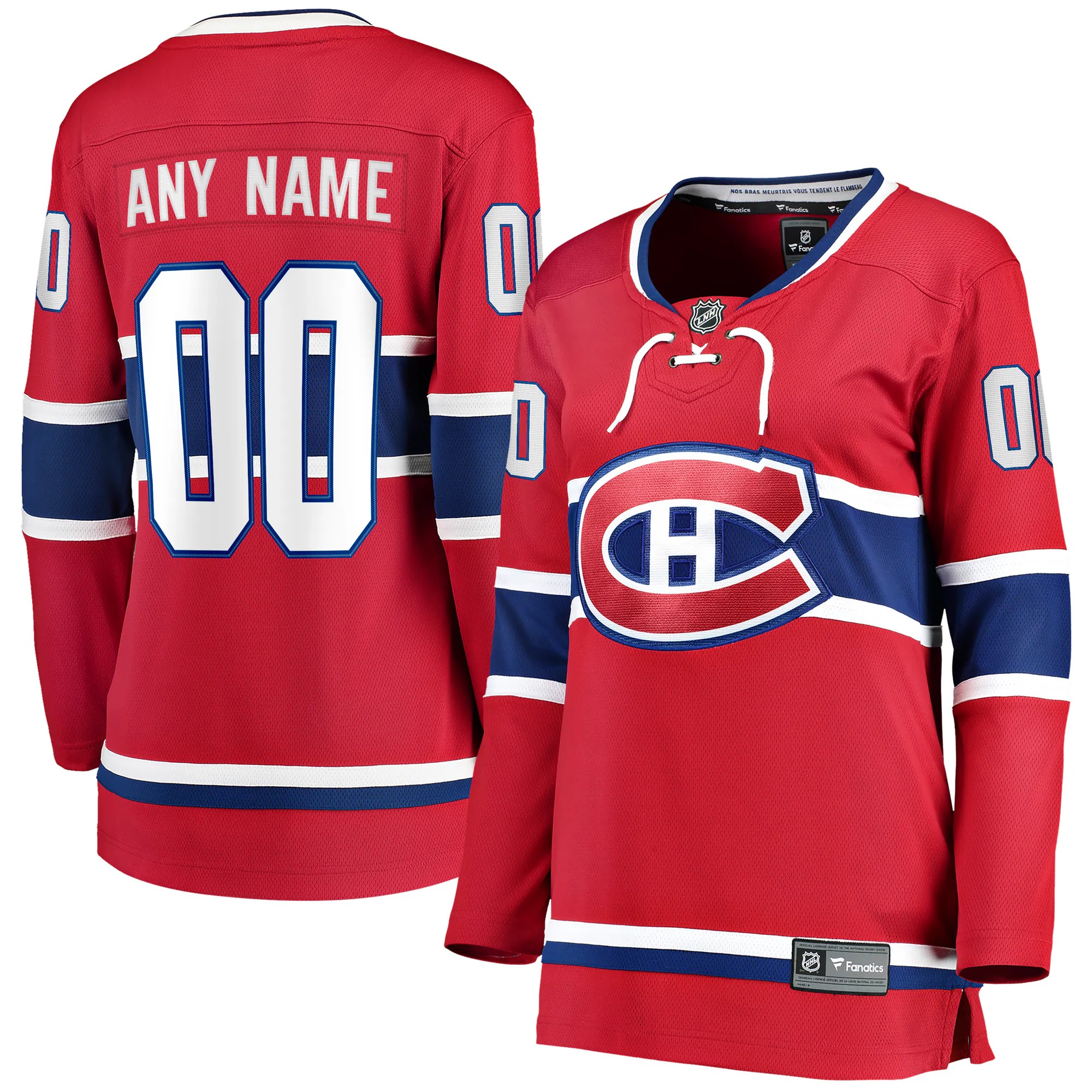 Hunk Wear - Montreal Canadiens Fanatics Women's Home Breakaway Custom Jersey - Red
