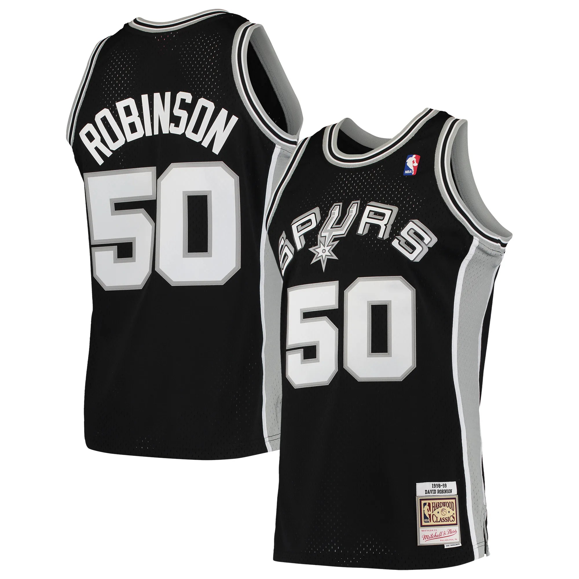 Hunk Wear - David Robinson San Antonio Spurs Mitchell & Ness 1991_92 Hardwood Classics Swingman Jersey - Black